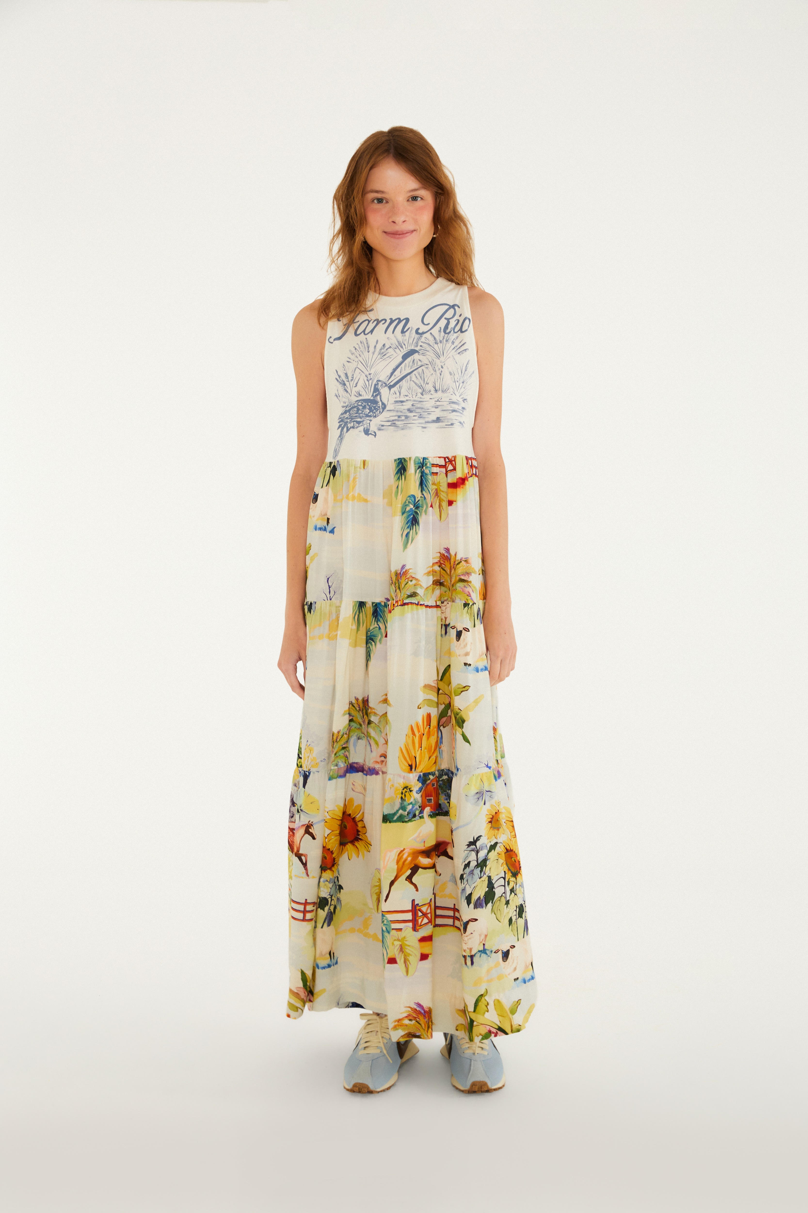 Vestido Longo Estampado Fazenda