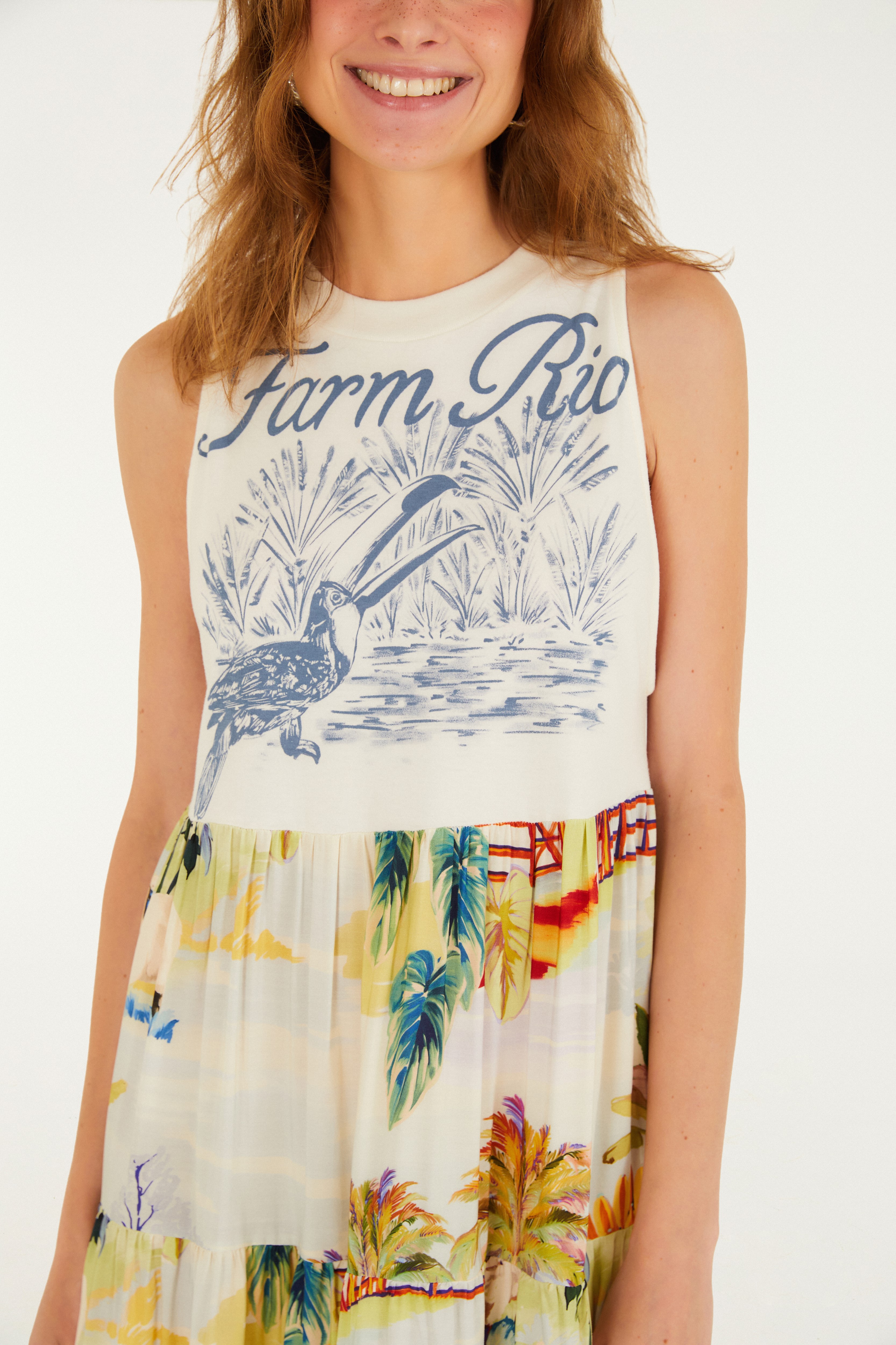 Vestido Longo Estampado Fazenda