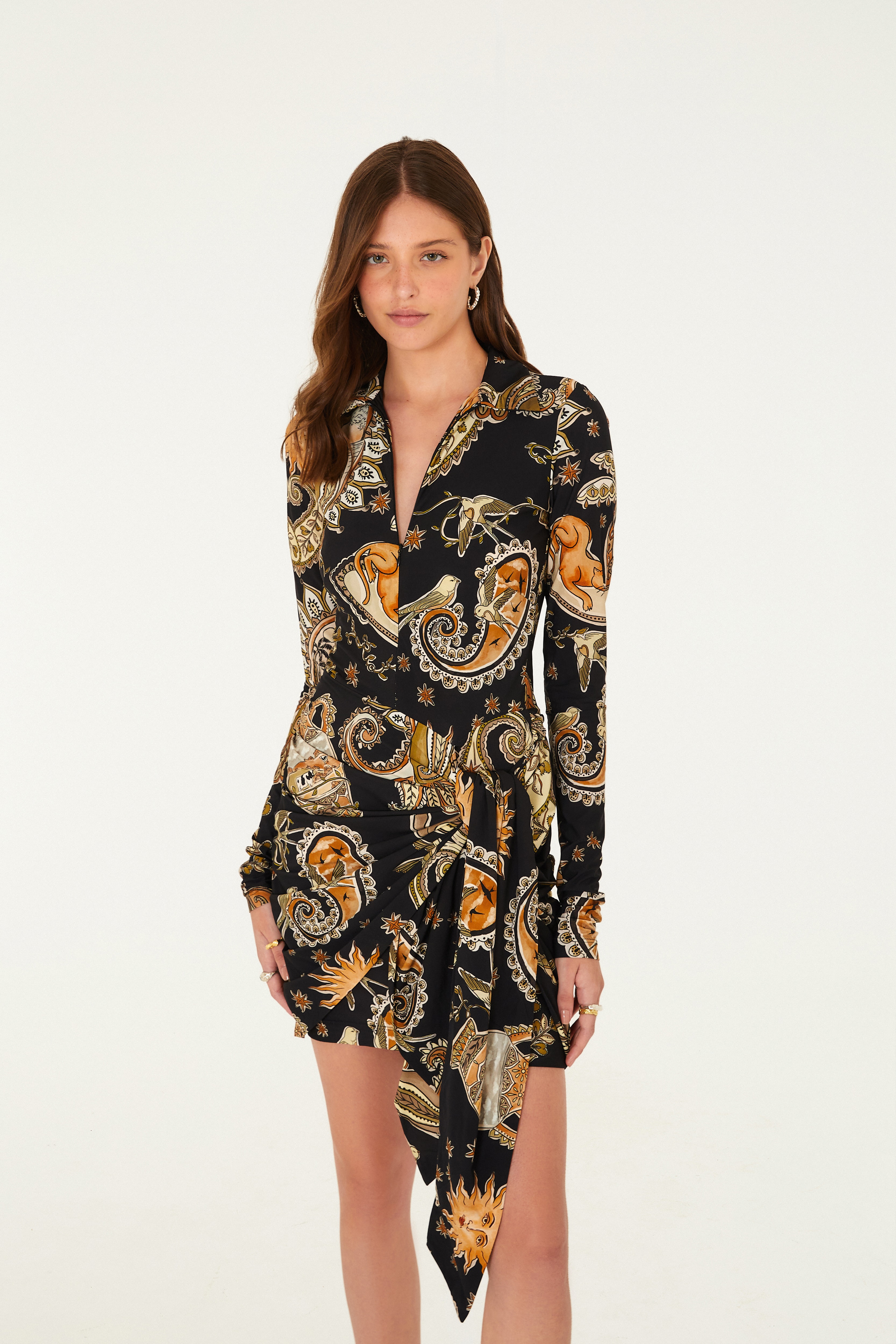 Vestido Curto Polo Estampado Reino Místico