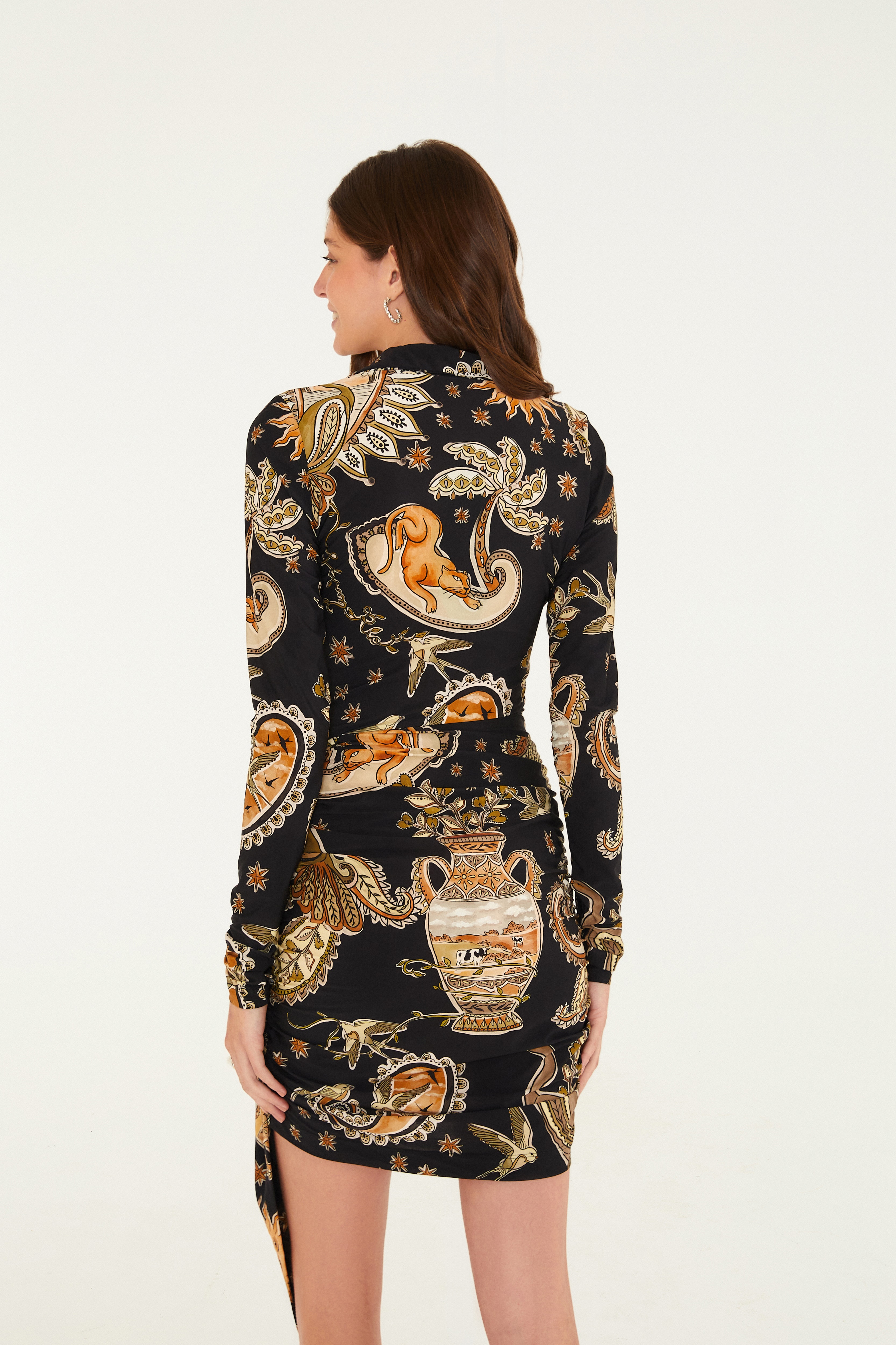 Vestido Curto Polo Estampado Reino Místico
