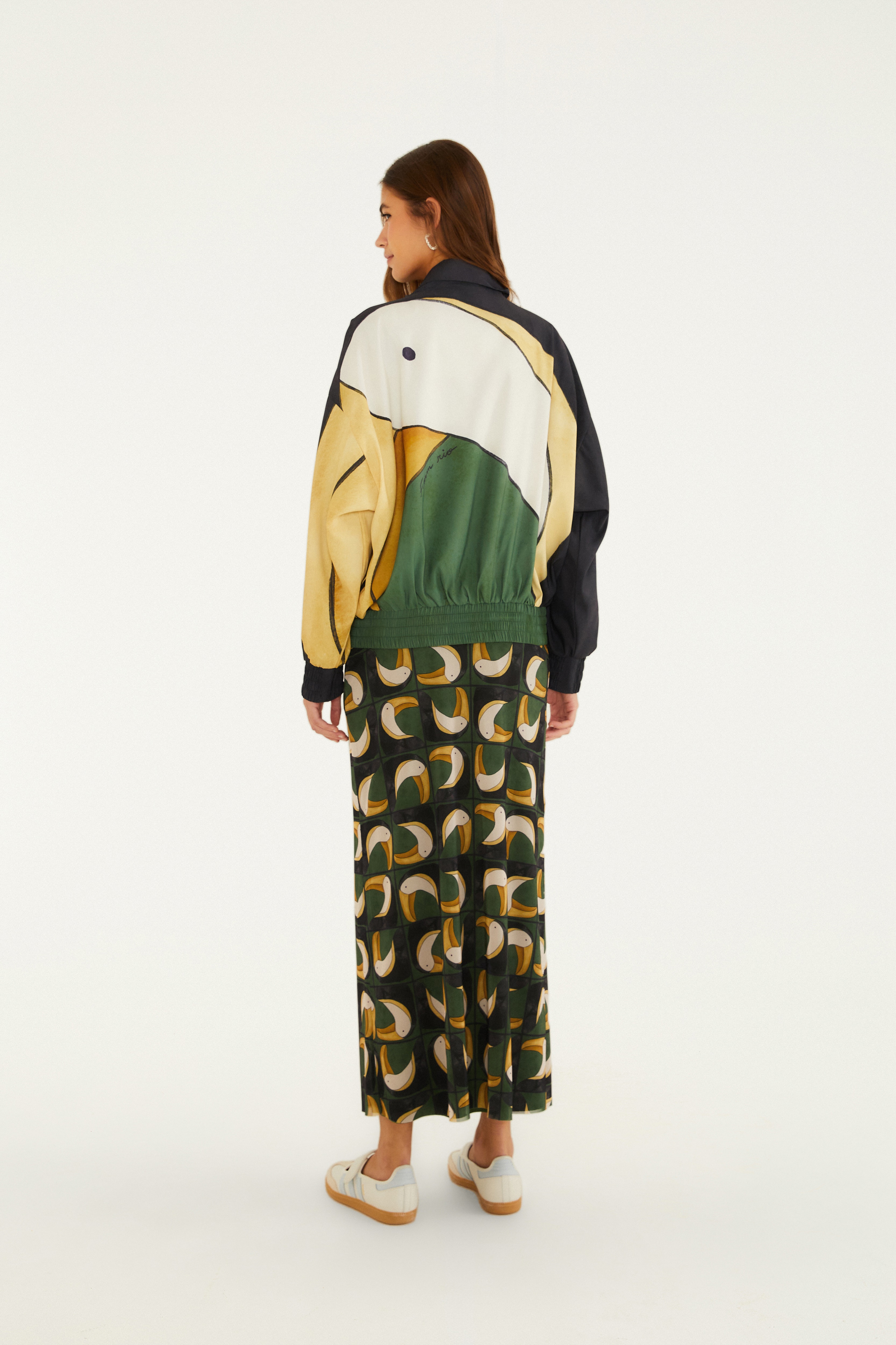 Saia Midi Tule Estampada Tuca Tropical Mini
