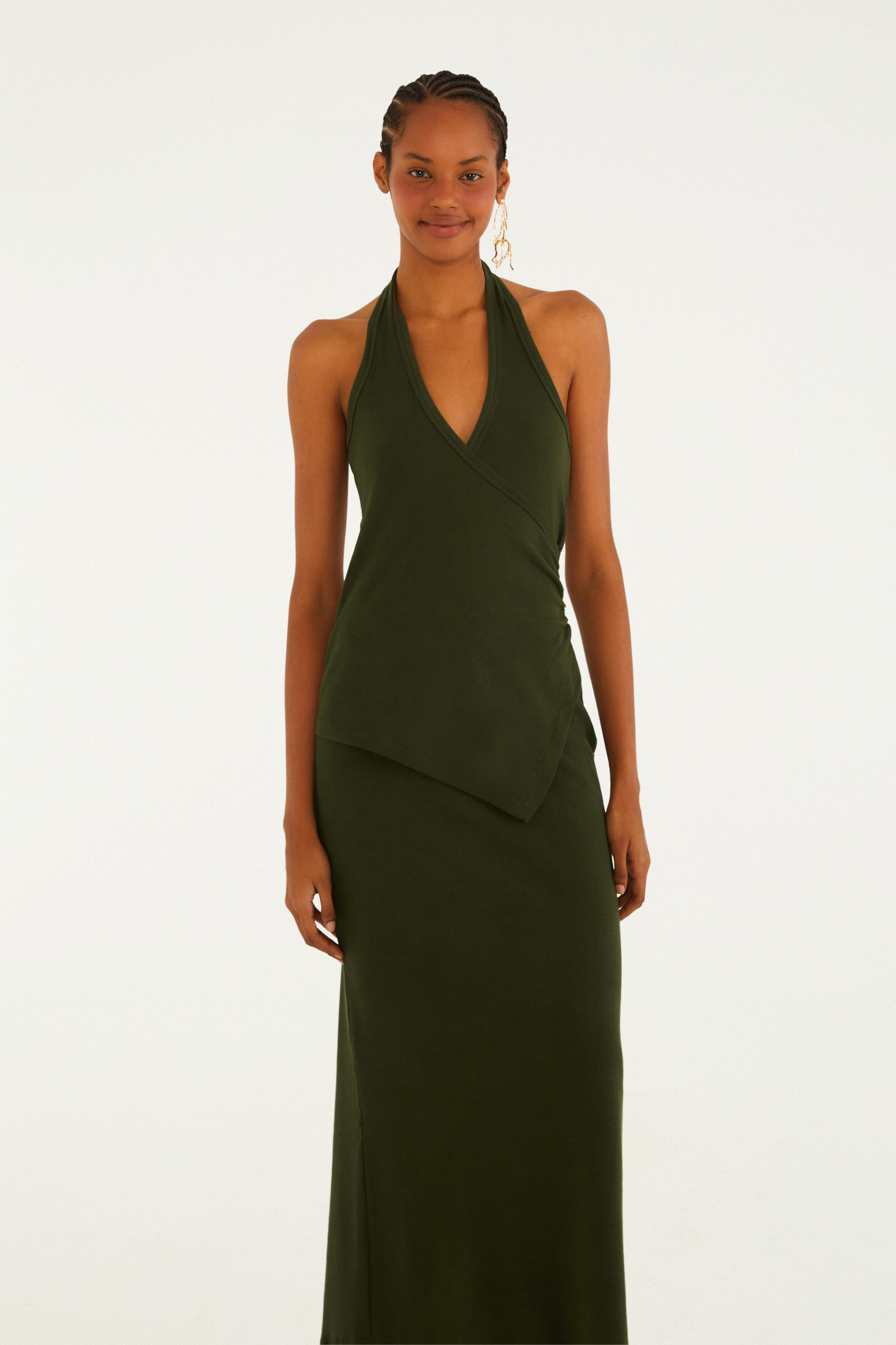Vestido Cropped Rib Frente Única