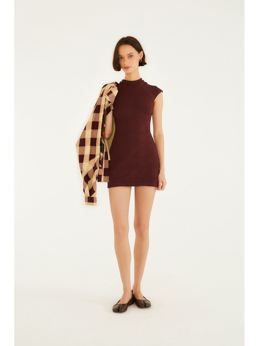 Farm — Vestido Curto Textura Ritmo Carioca