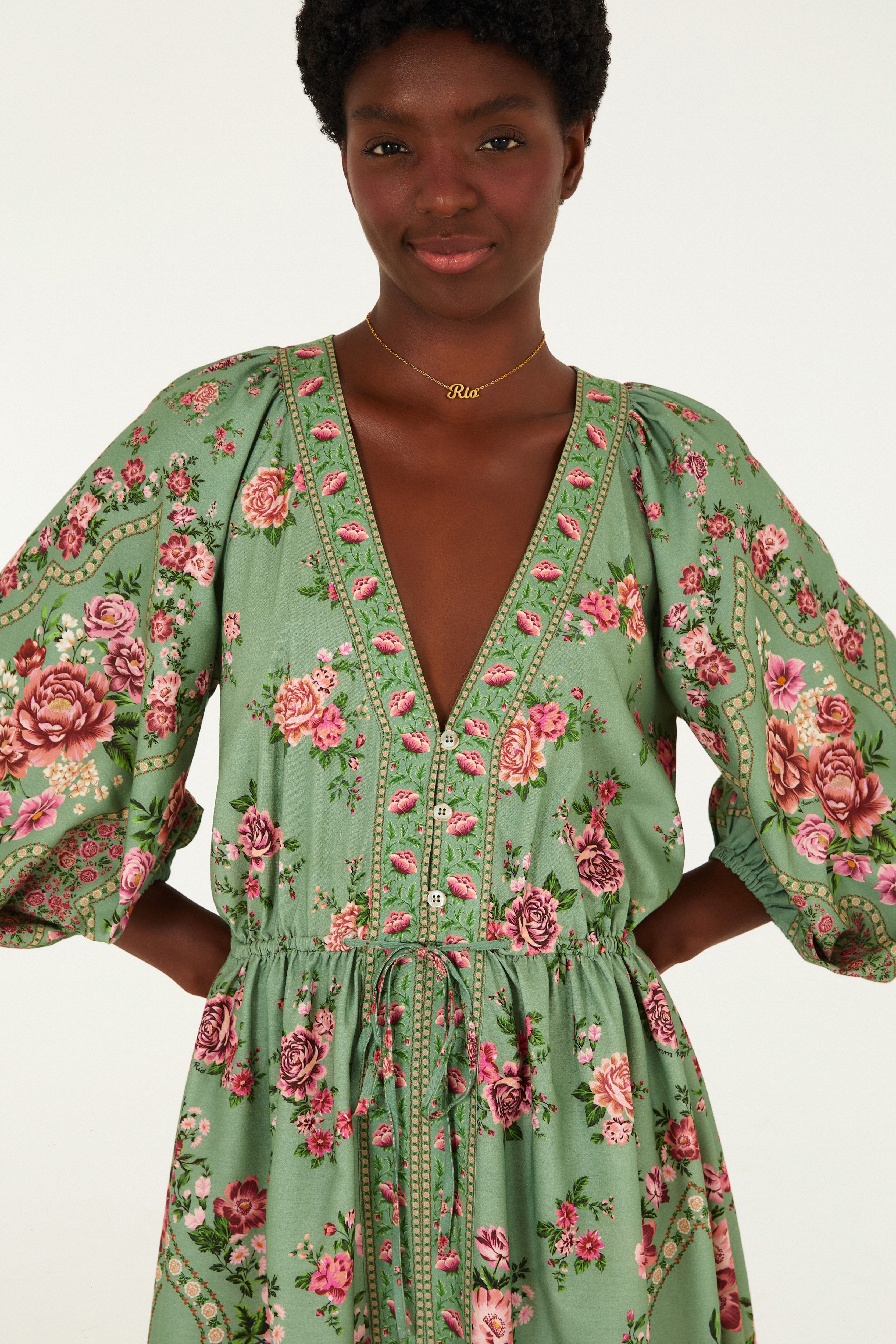 Vestido Longo Estampado Romance