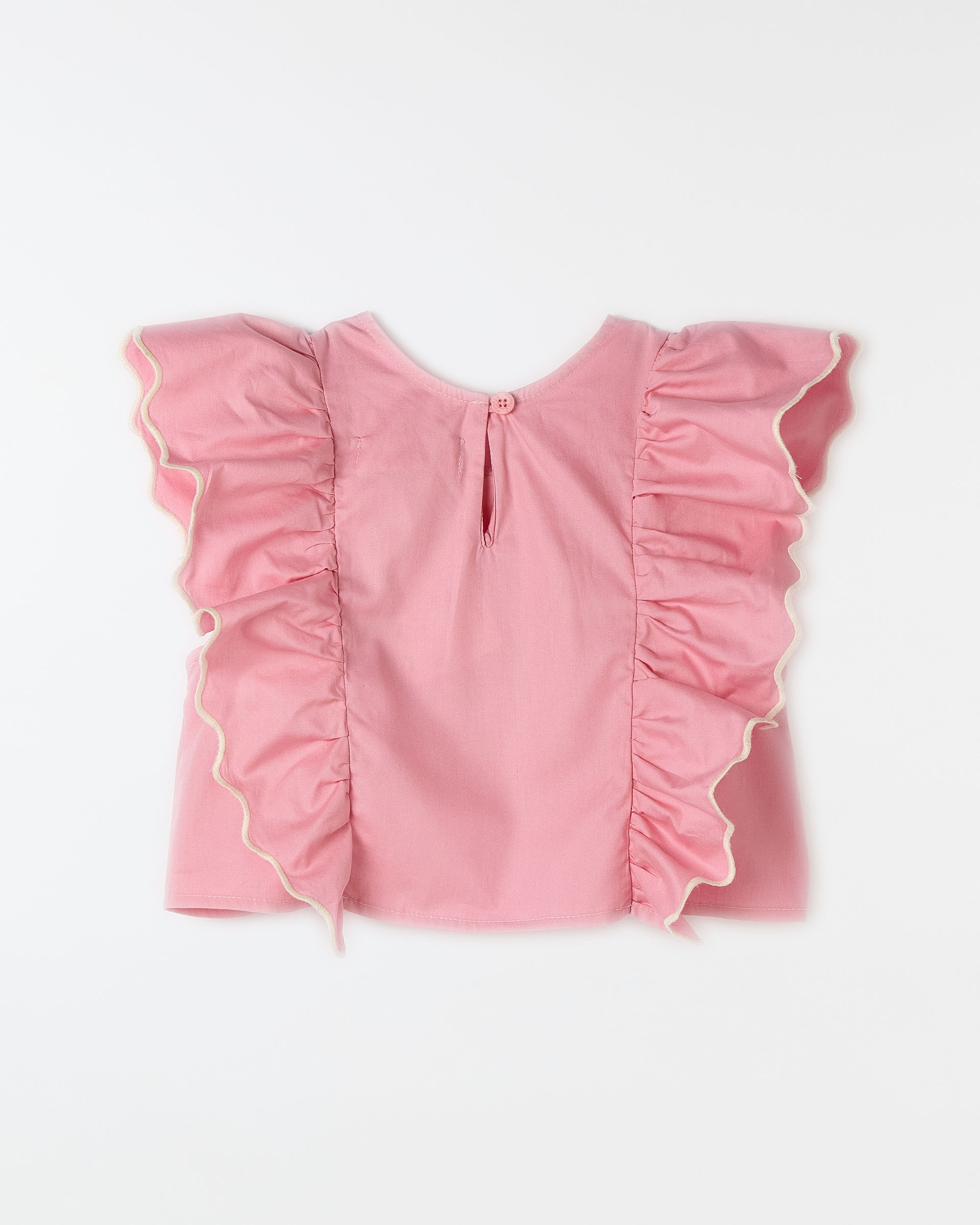 Blusa Bordado Babados Rosa