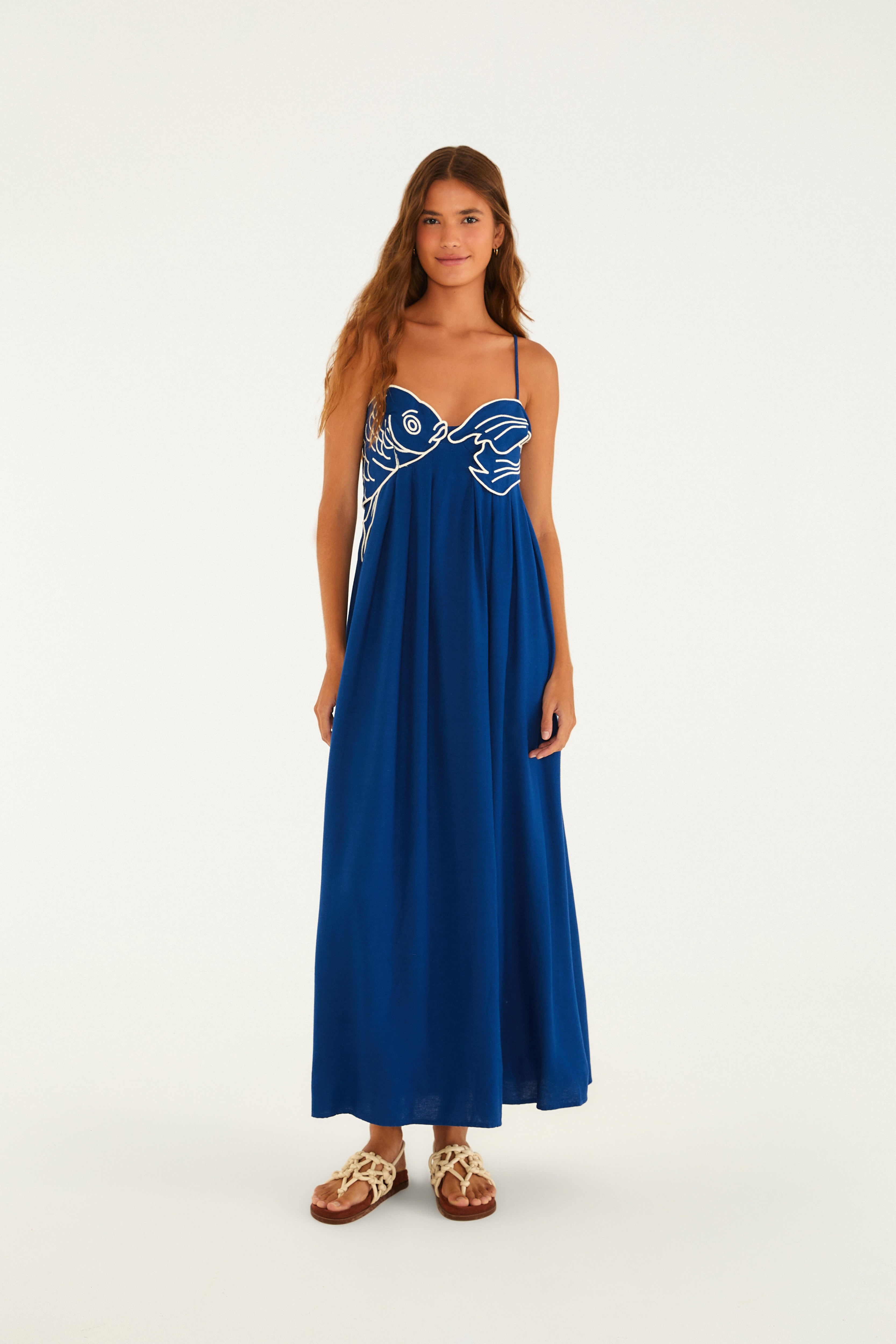 Vestido Bordado Peixe