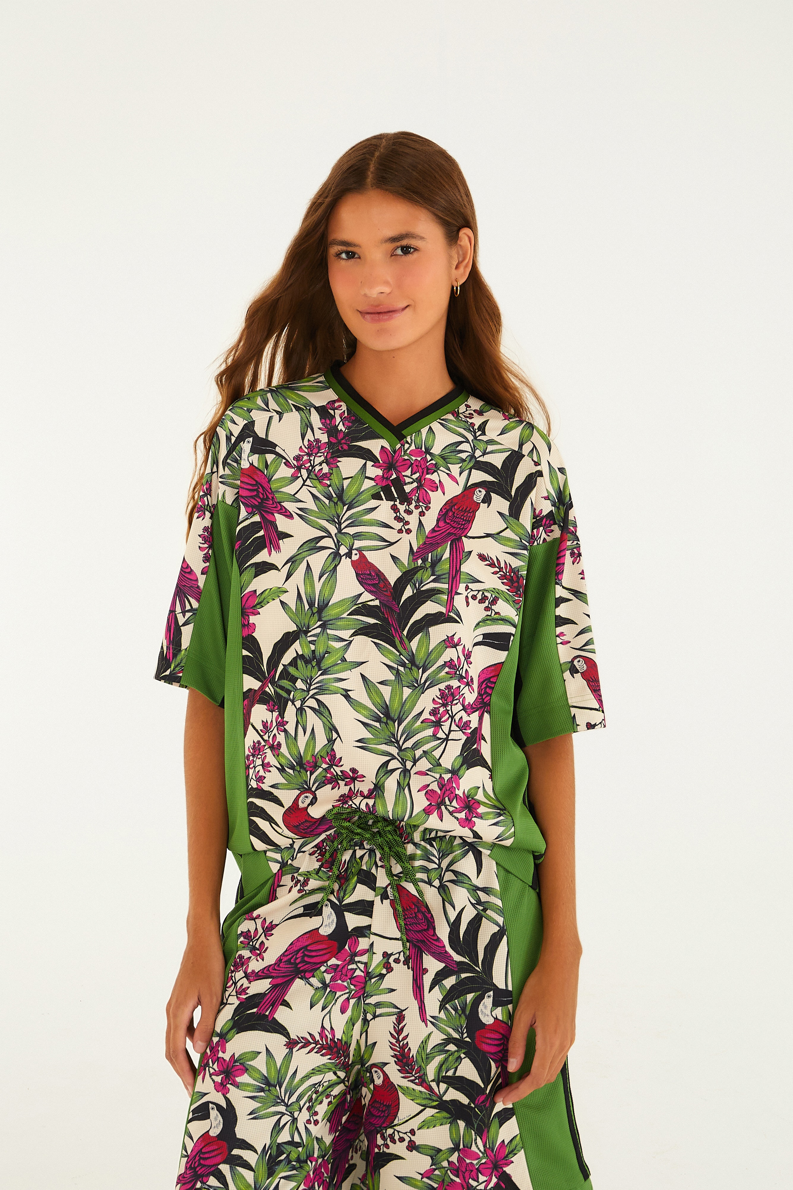 Blusa Adidas Premium Tee Birds Paradise Green