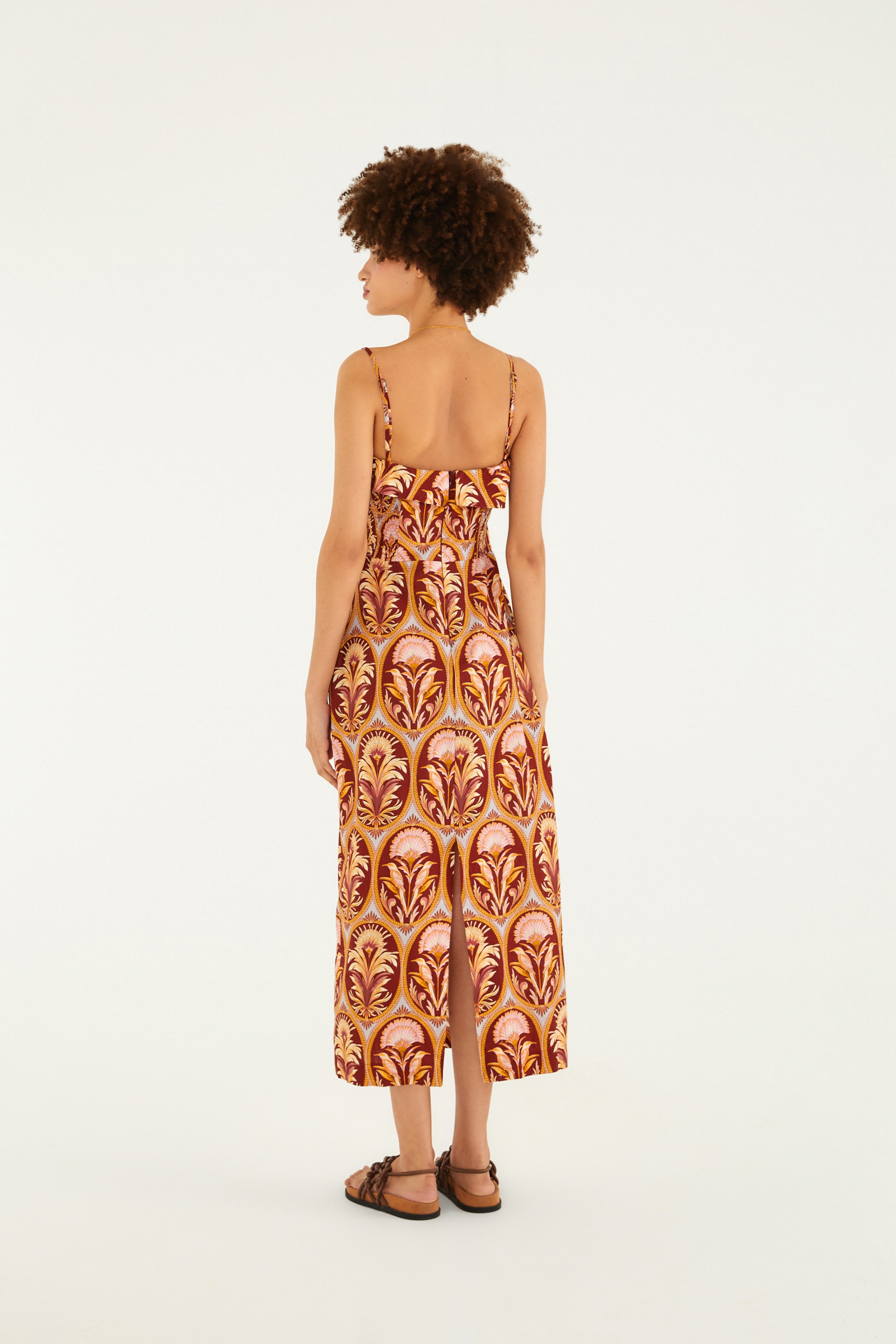 Vestido Reto Estampado Camafeu