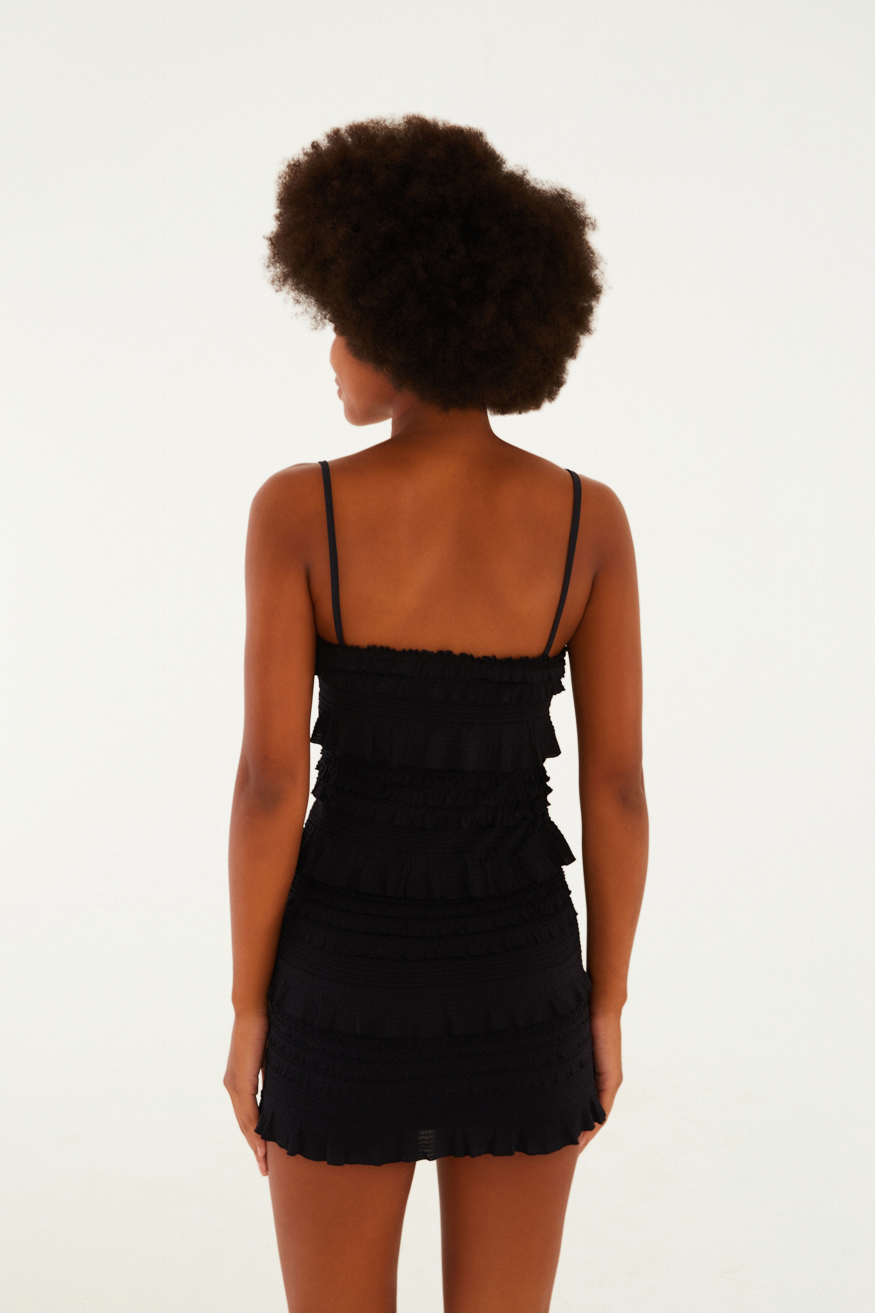 Vestido Curto Babados Textura