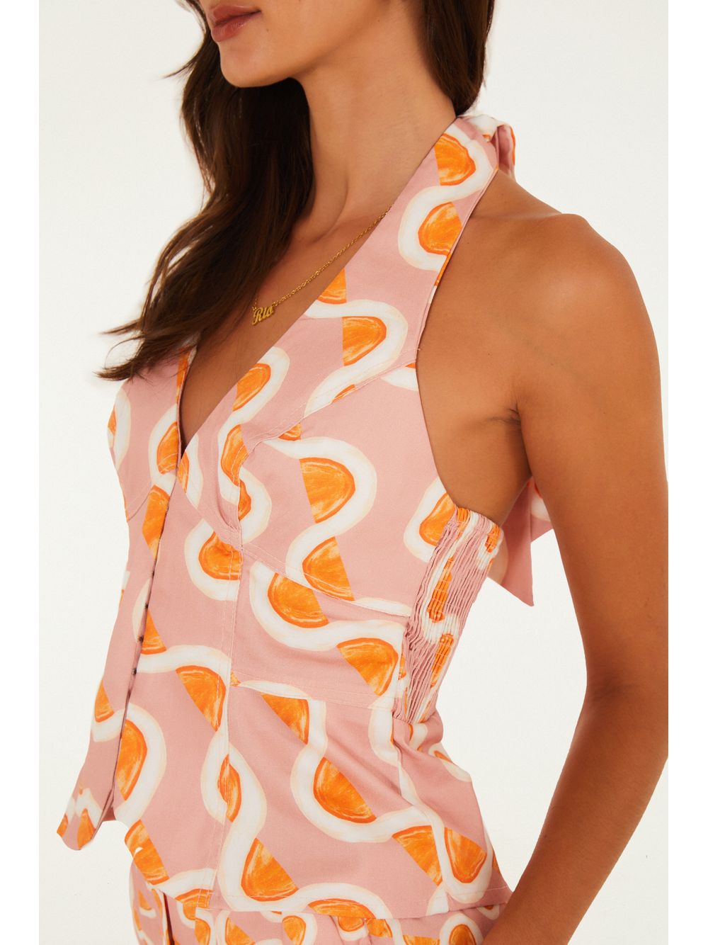 Farm — Blusa Colete Estampada Da Gema Rosa