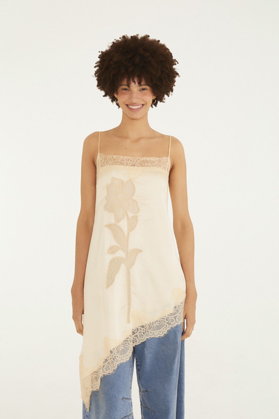 Túnica Artesanal Floral Renda