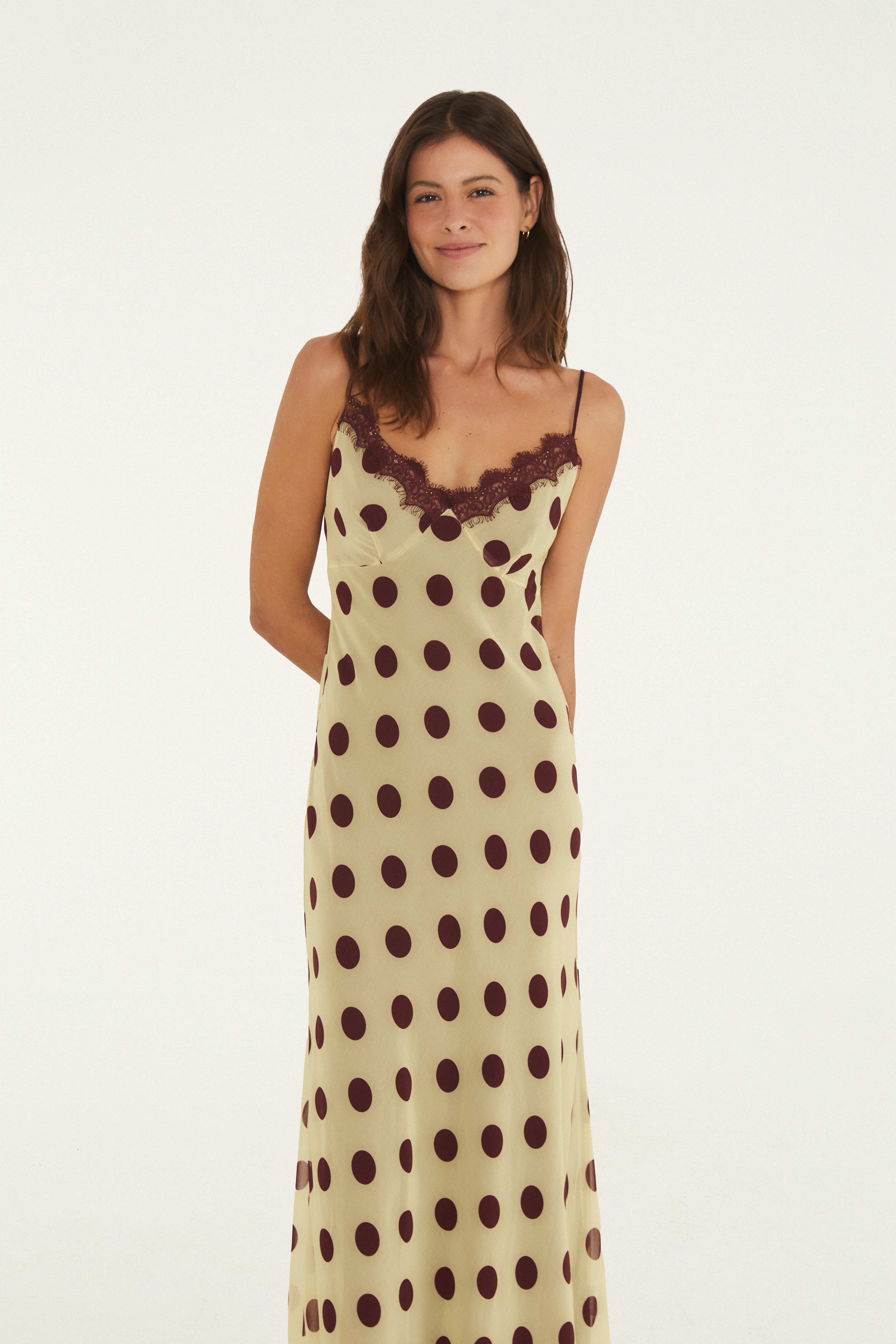 Vestido Double Renda Estampado Poá