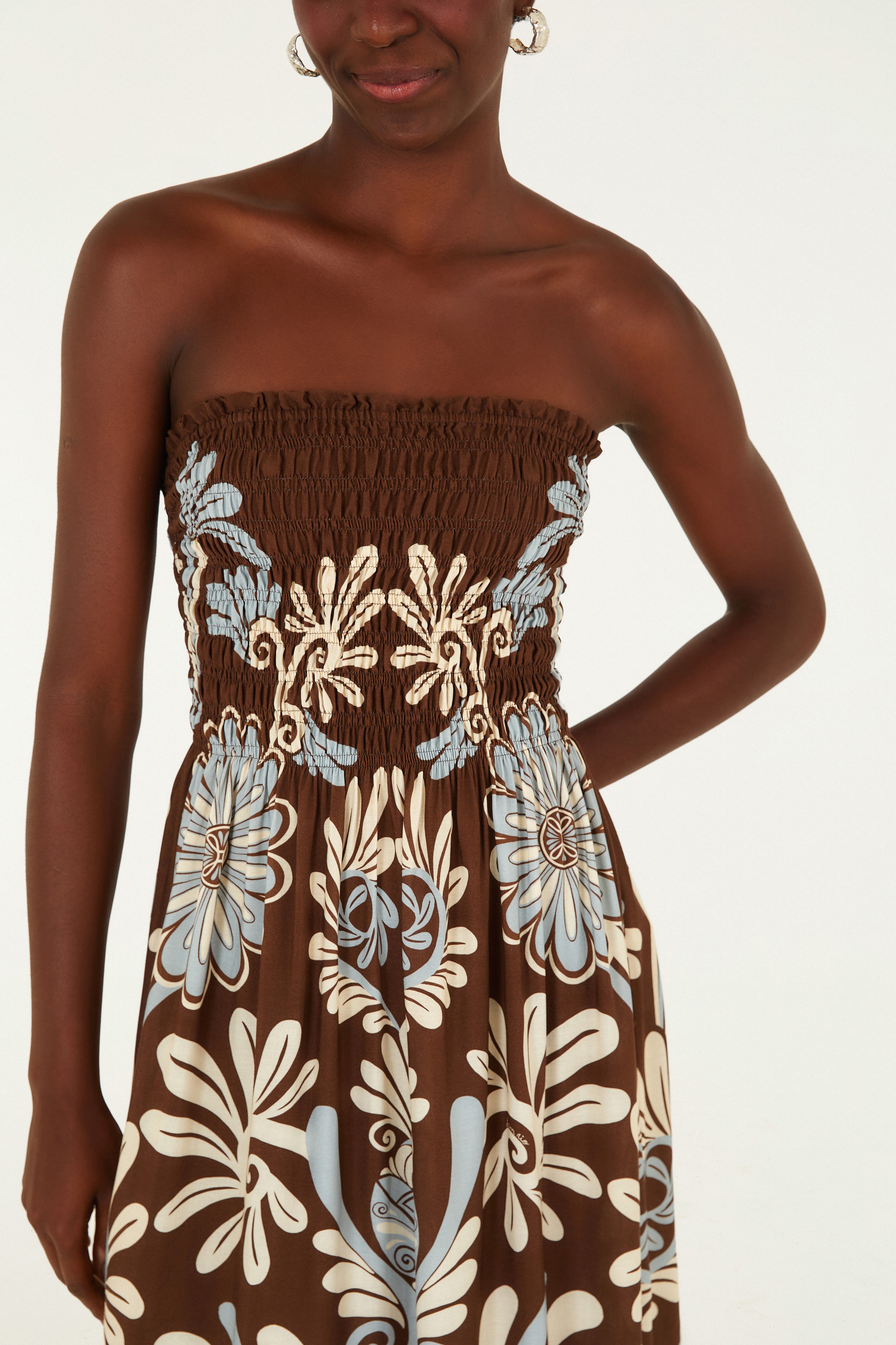 Vestido Cropped Estampado Coletânea Tropical