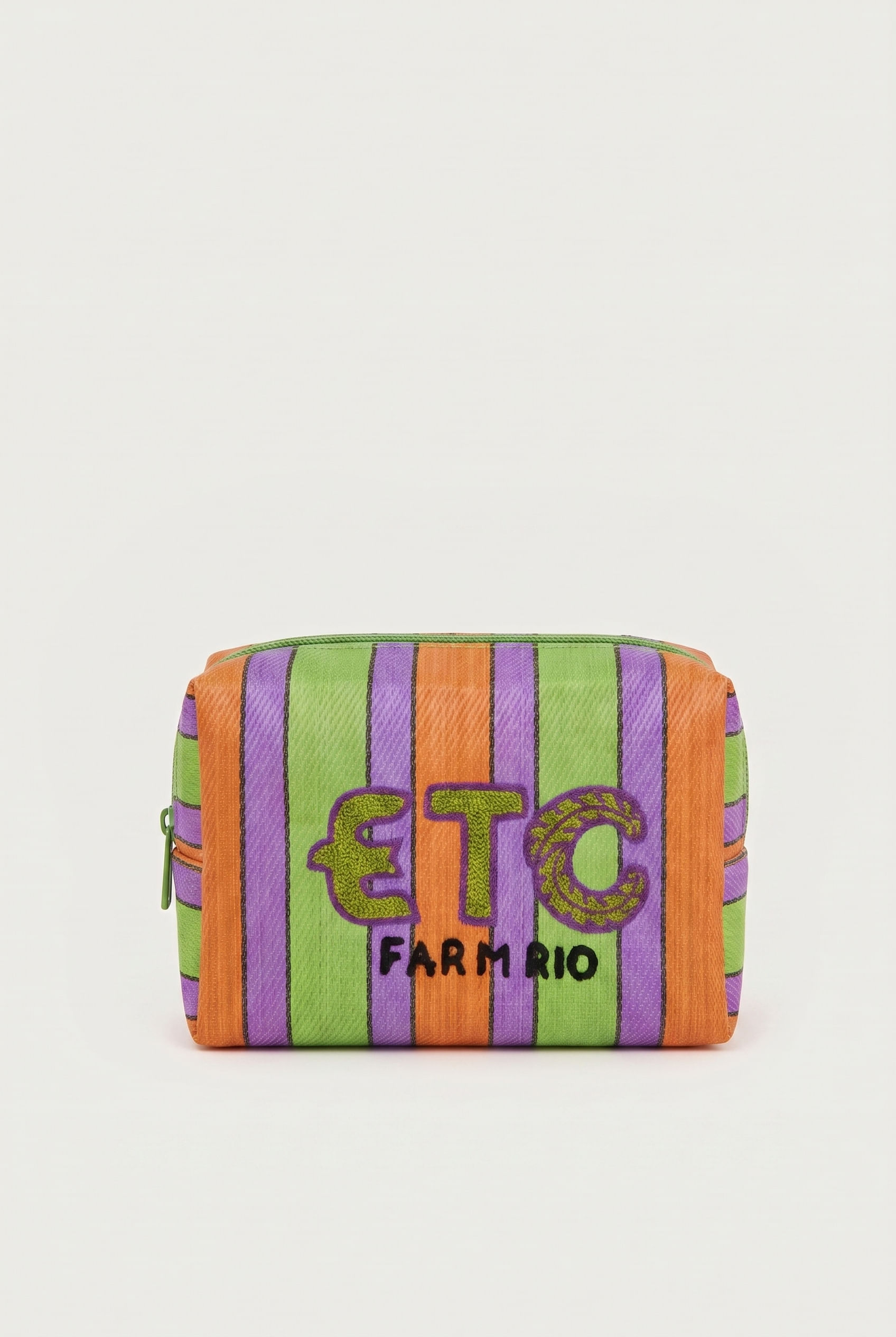 Necessaire Ráfia Multicolor Verde e Roxo