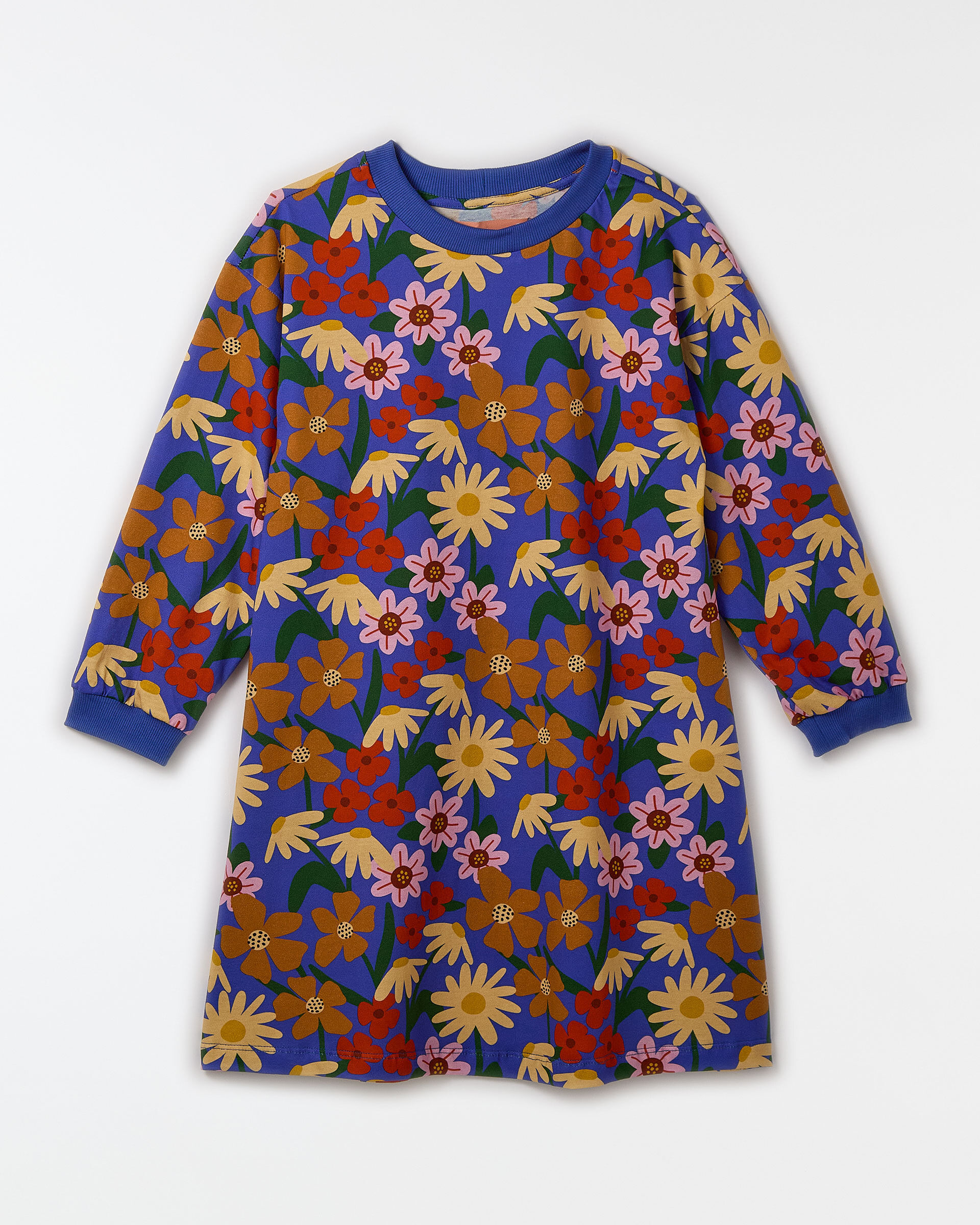 Vestido Ml Malha Camomila Azul
