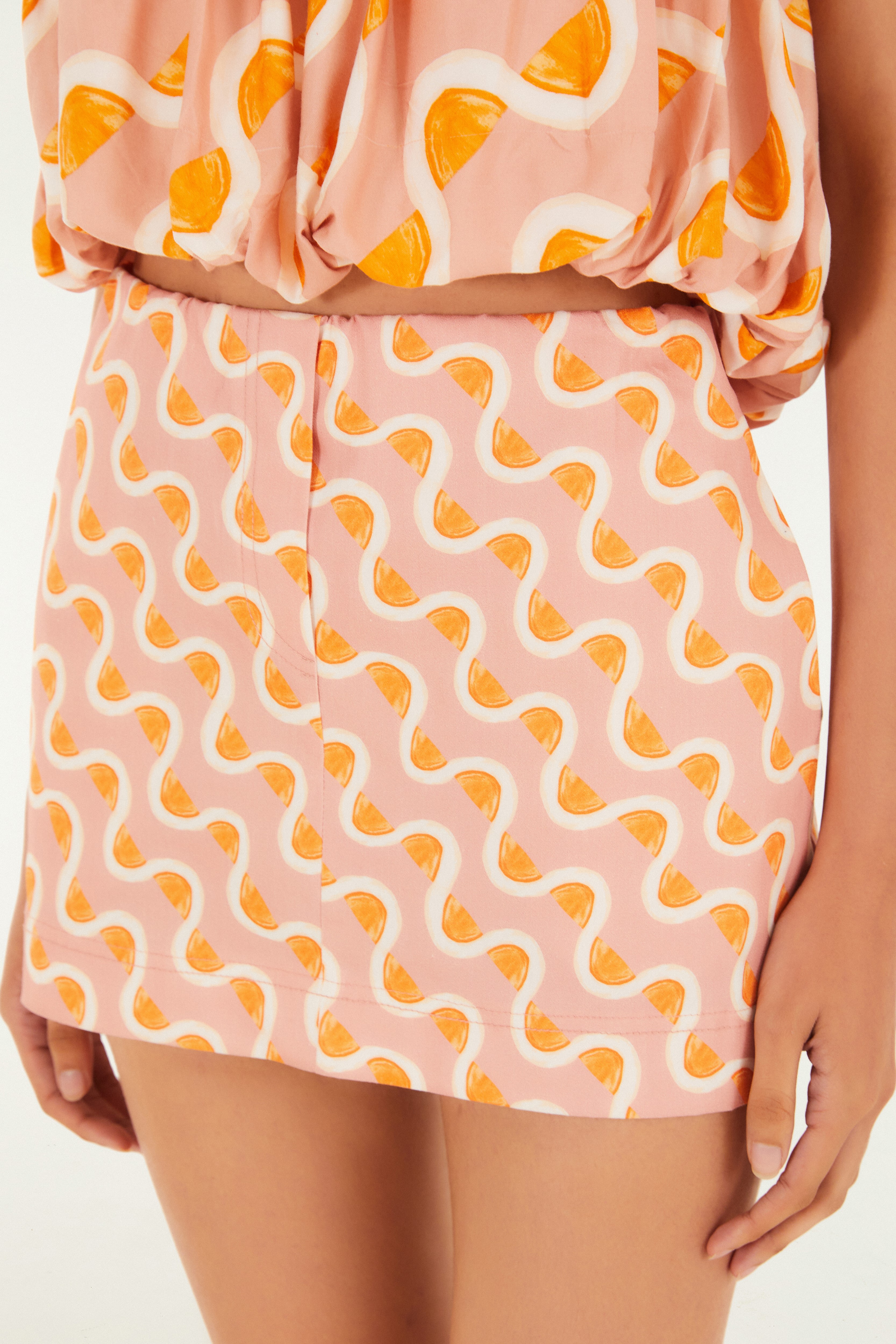 Short Saia Estampado Da Gema Rosa Short Saia Estampado Da Gema Rosa
