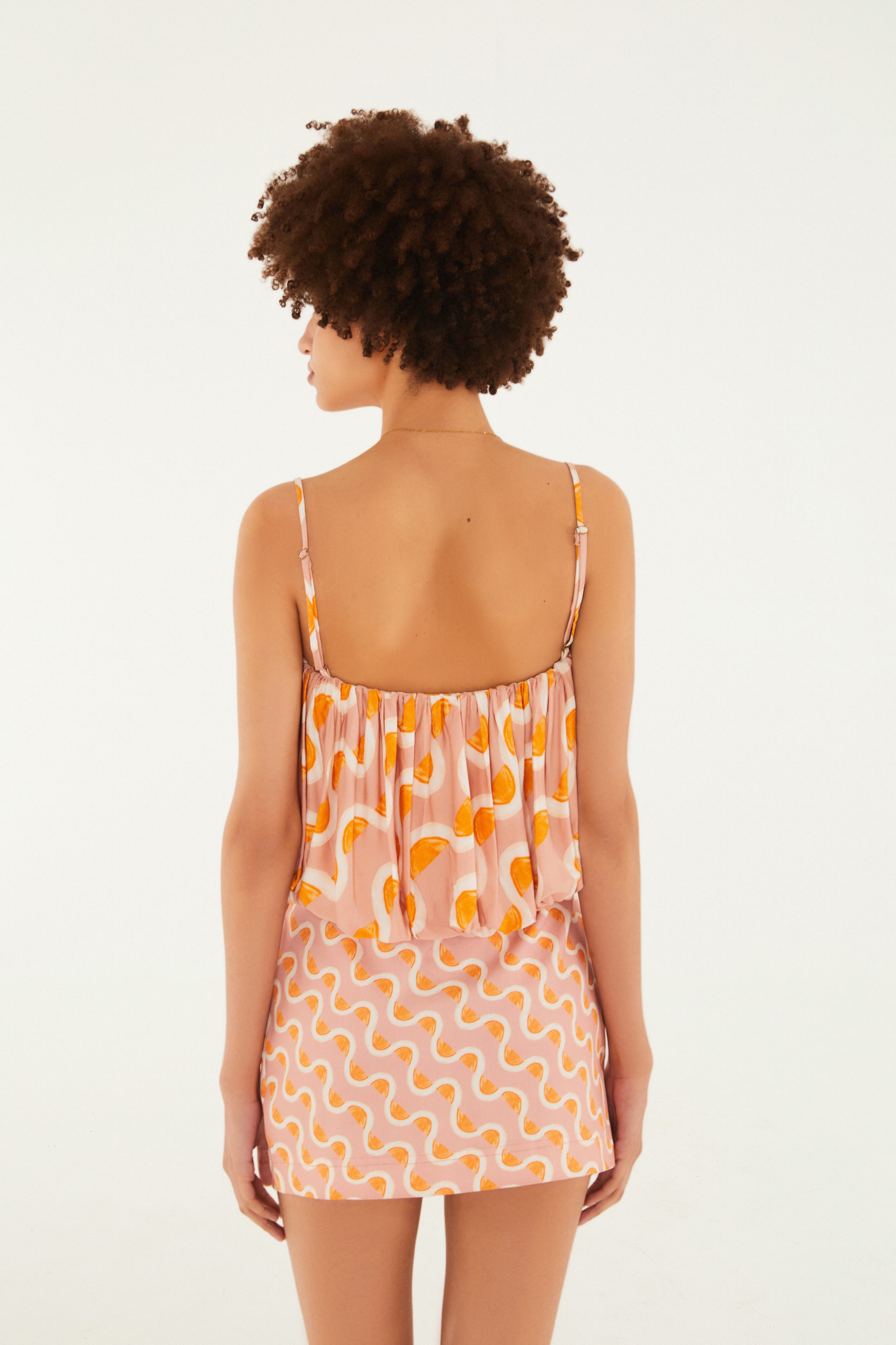 Short Saia Estampado Da Gema Rosa