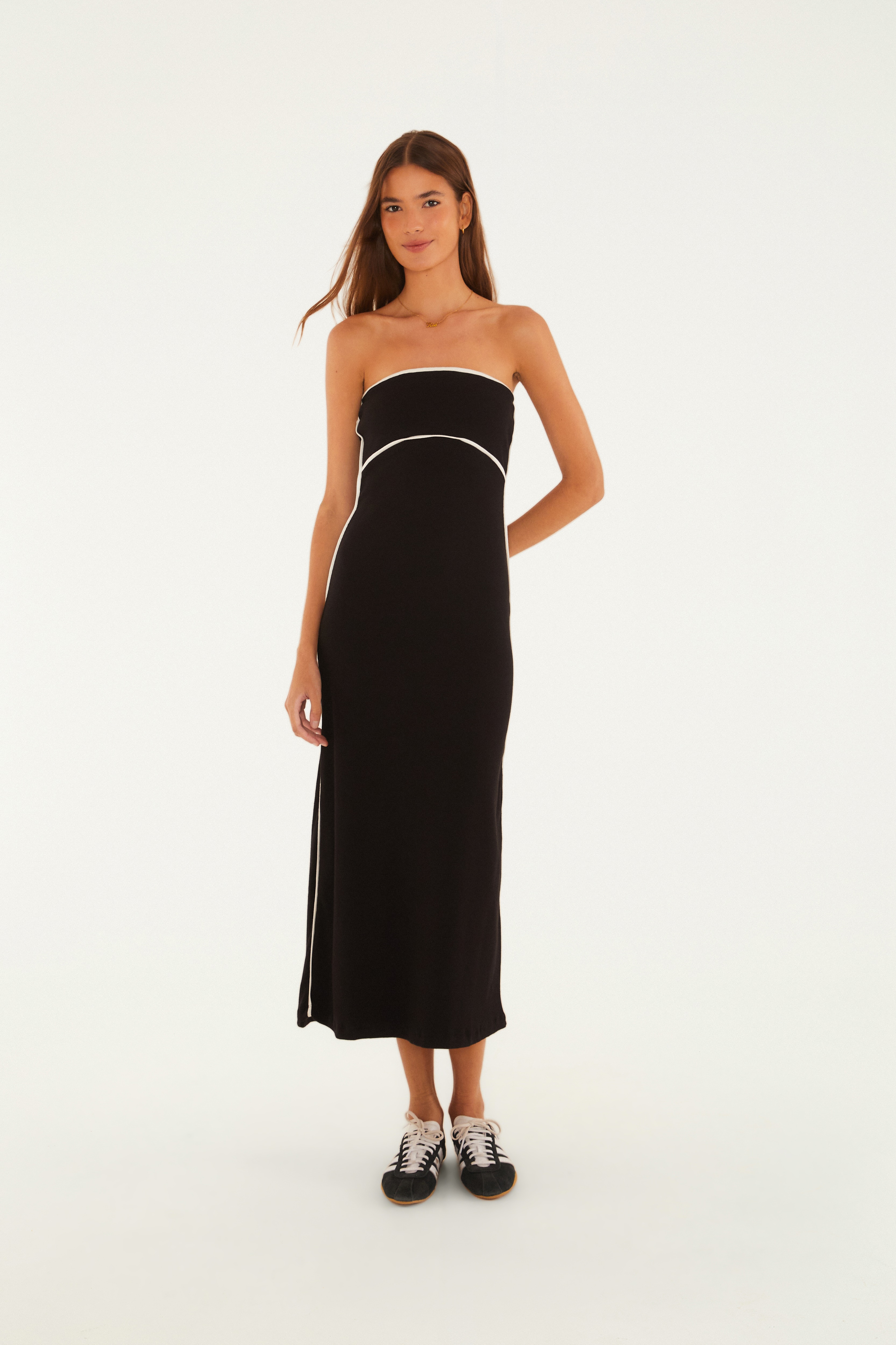 Vestido Cropped Rib Bicolor