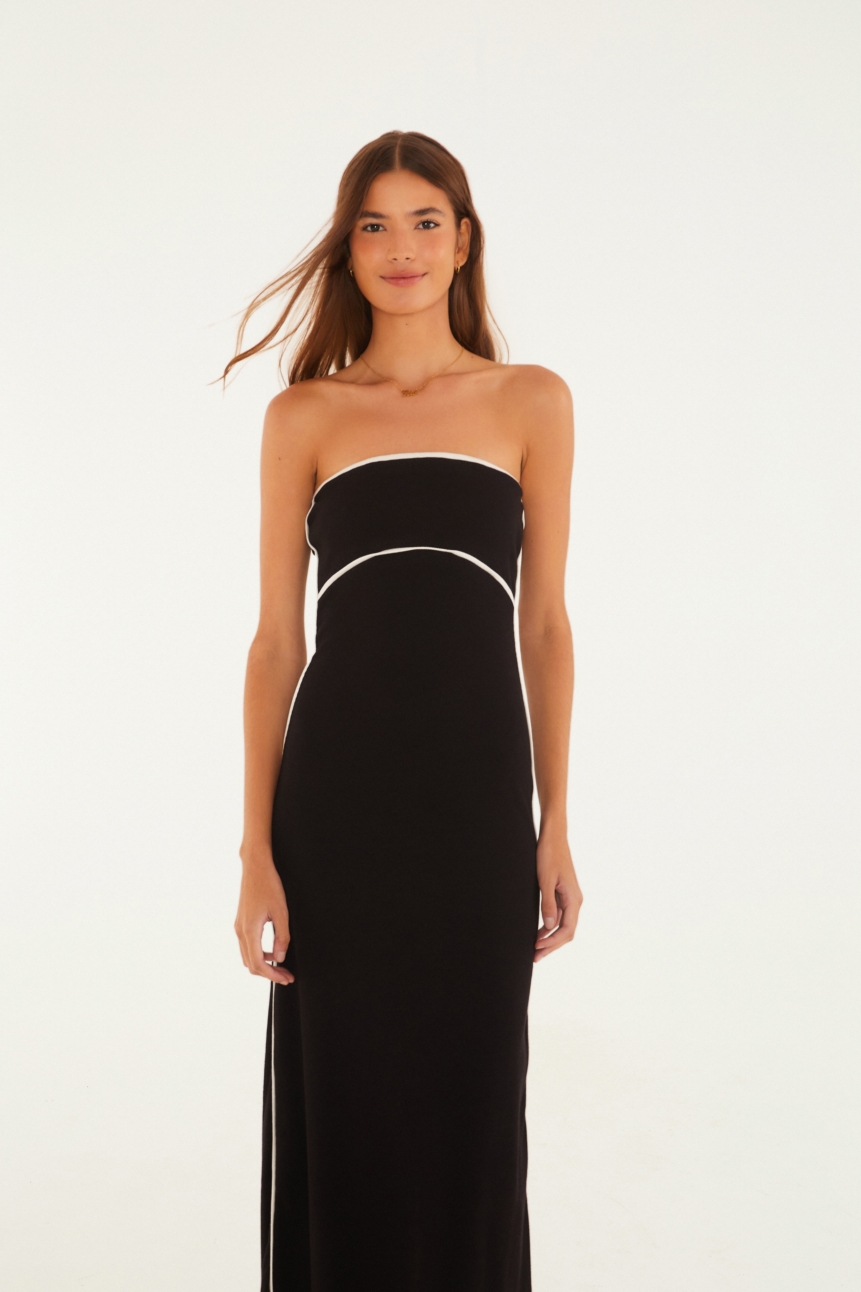 Vestido Cropped Rib Bicolor