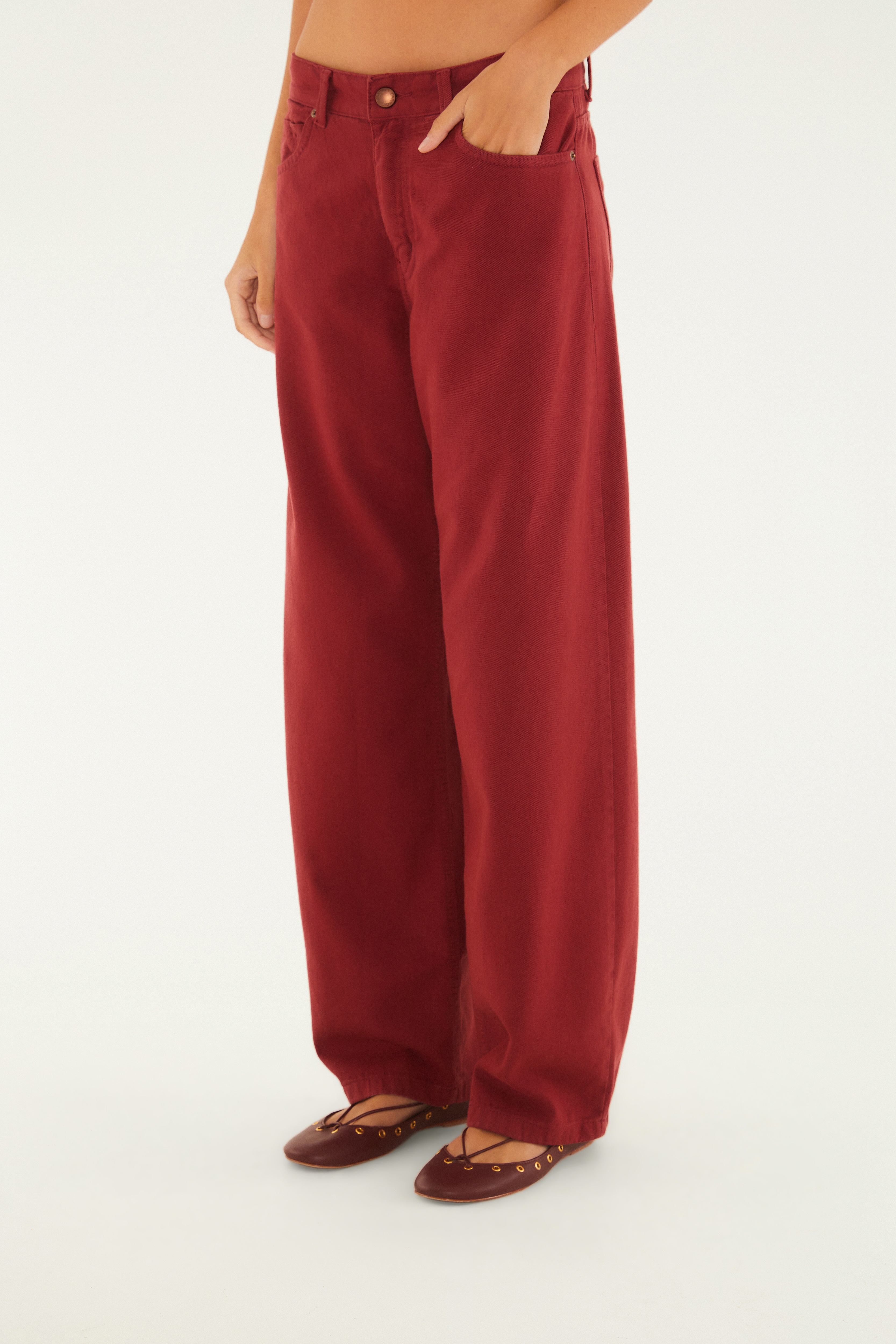 Calça Cintura Baixa Sarja