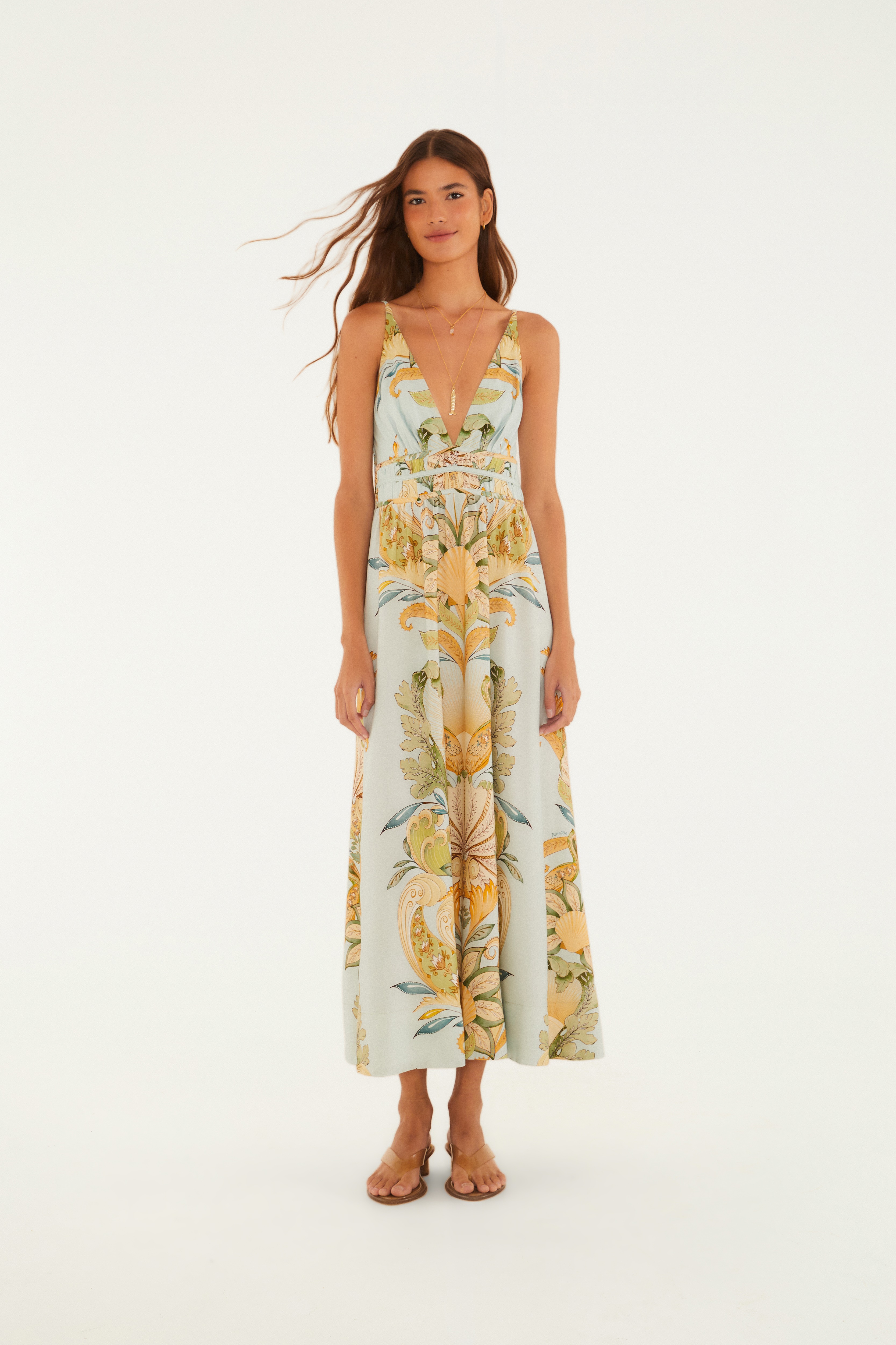 Vestido Cropped Estampado Jardim De Mar