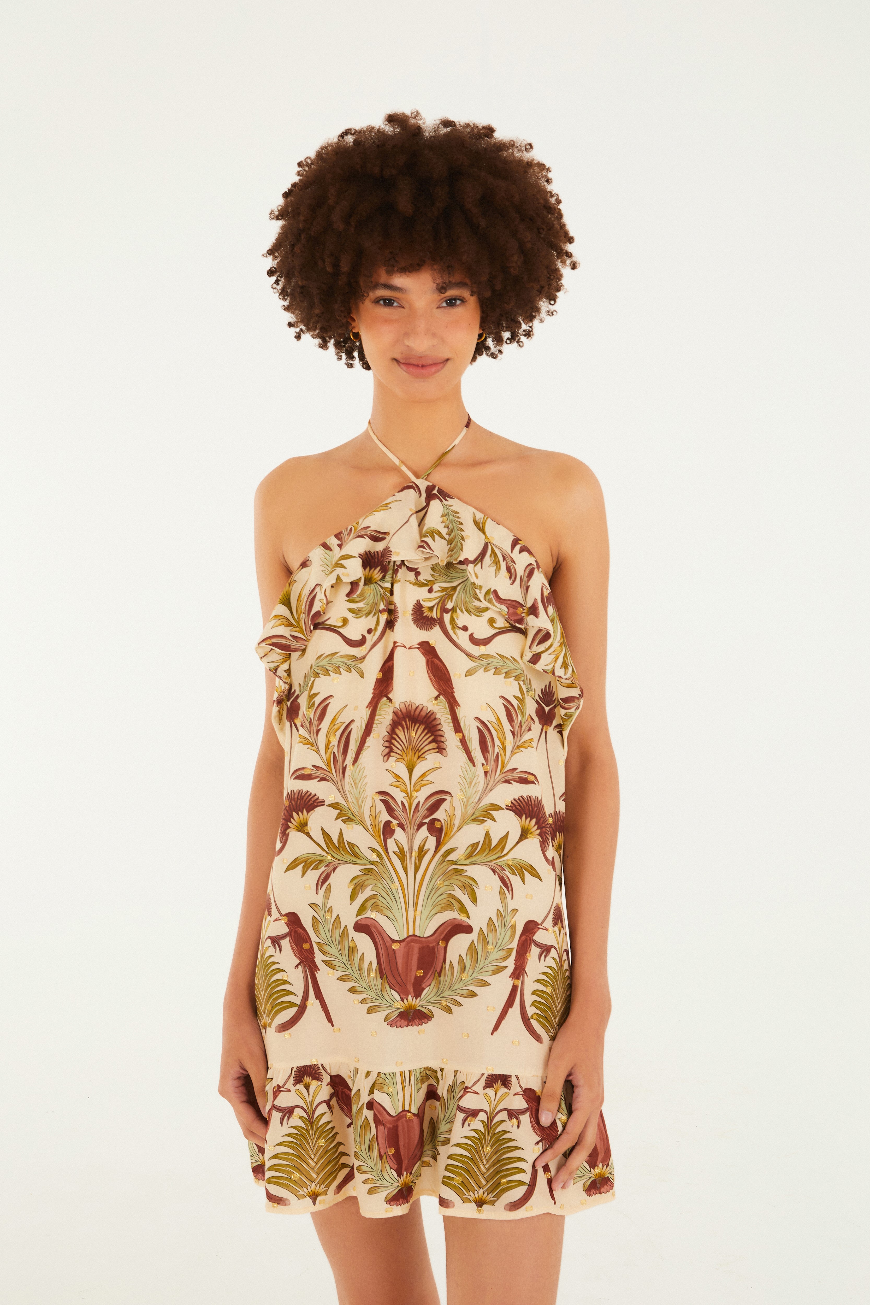 Vestido Curto Estampado Jardim Louise