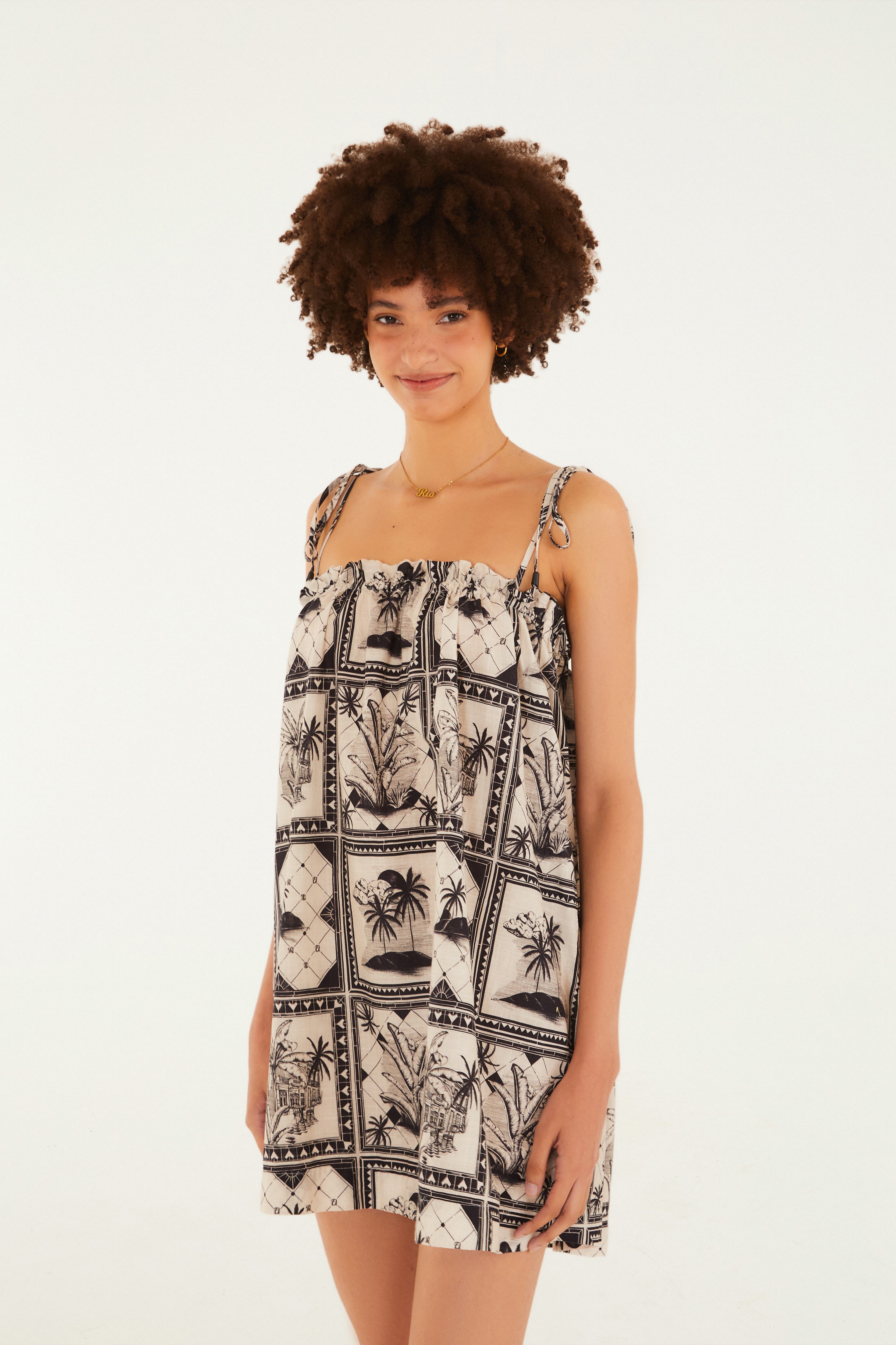 Vestido Curto Estampado Rio Clássico