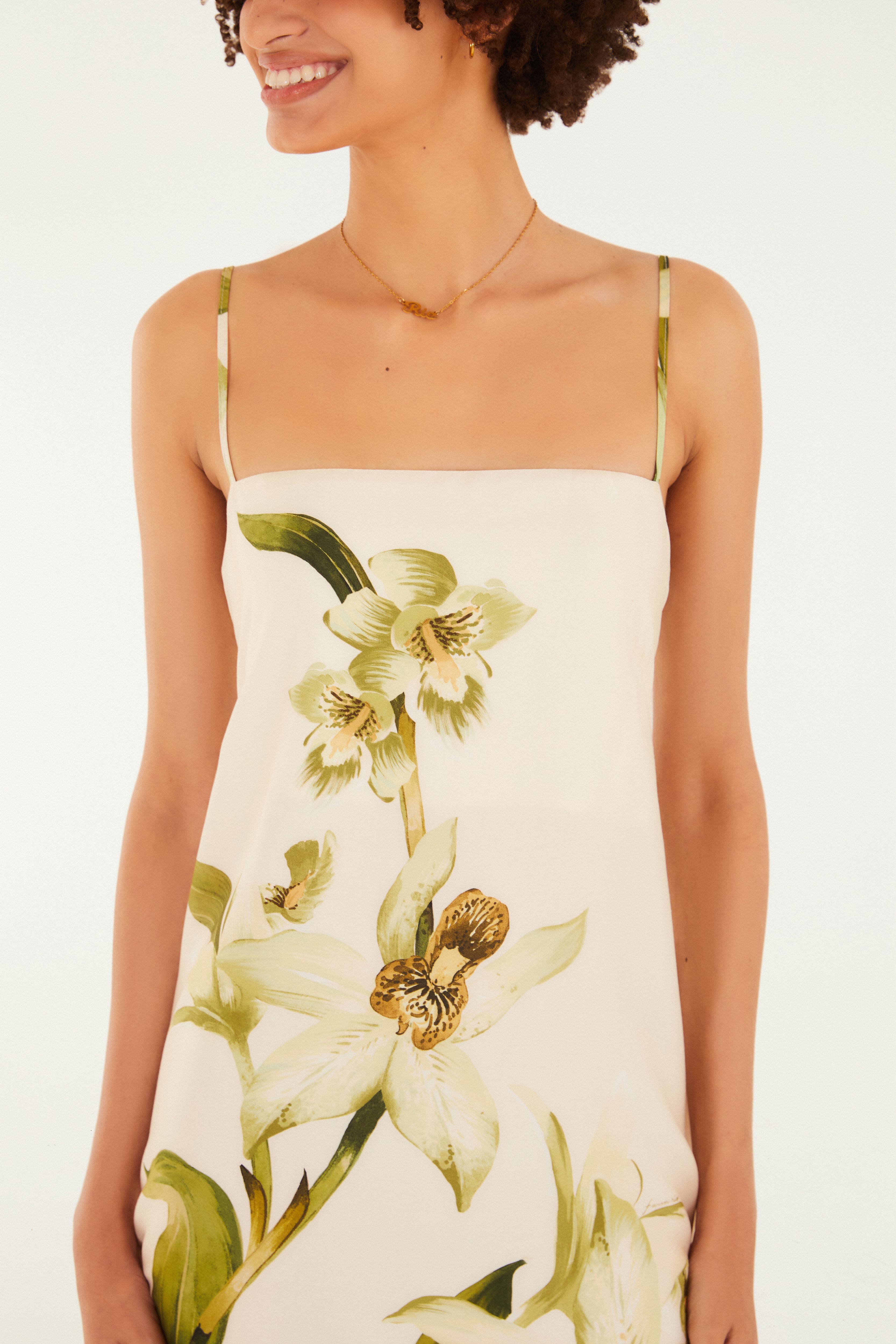 Vestido Curto Estampado Floral Orquídea