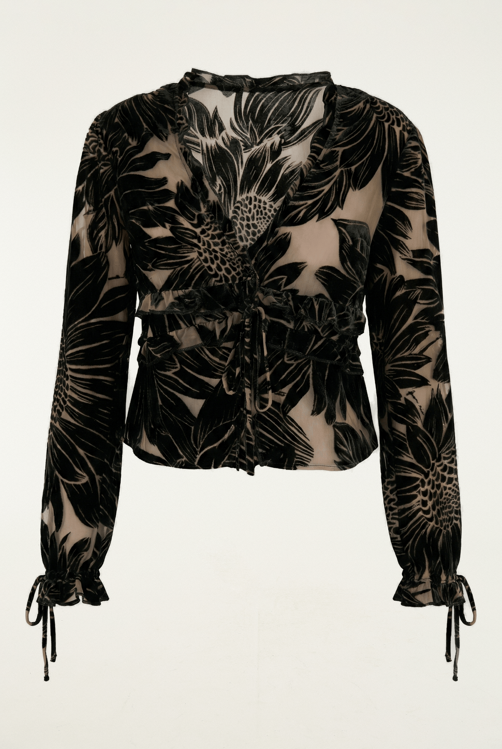 Blusa Mangas Devore Lia Flor