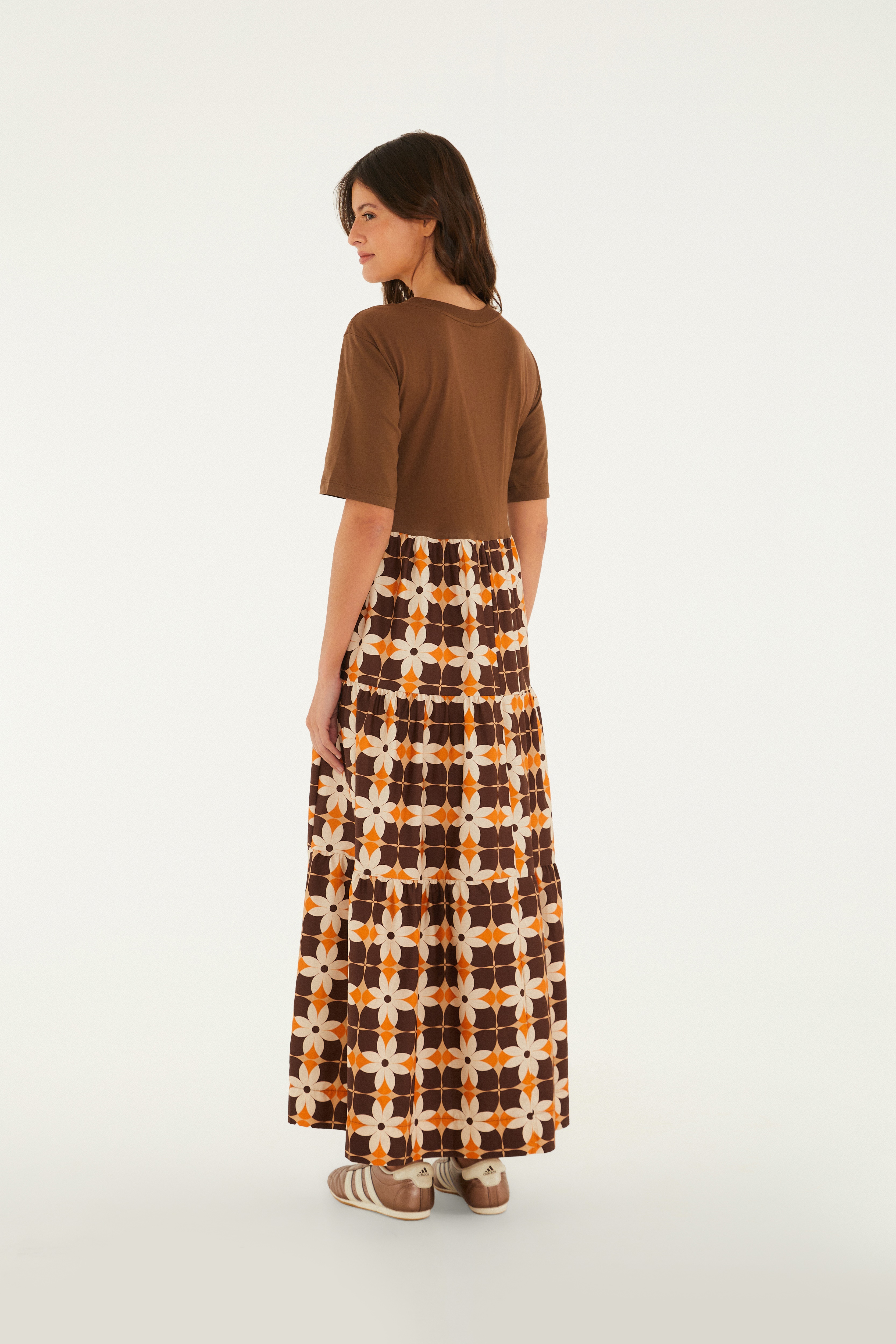 Vestido Midi Estampado Brasil Saideira