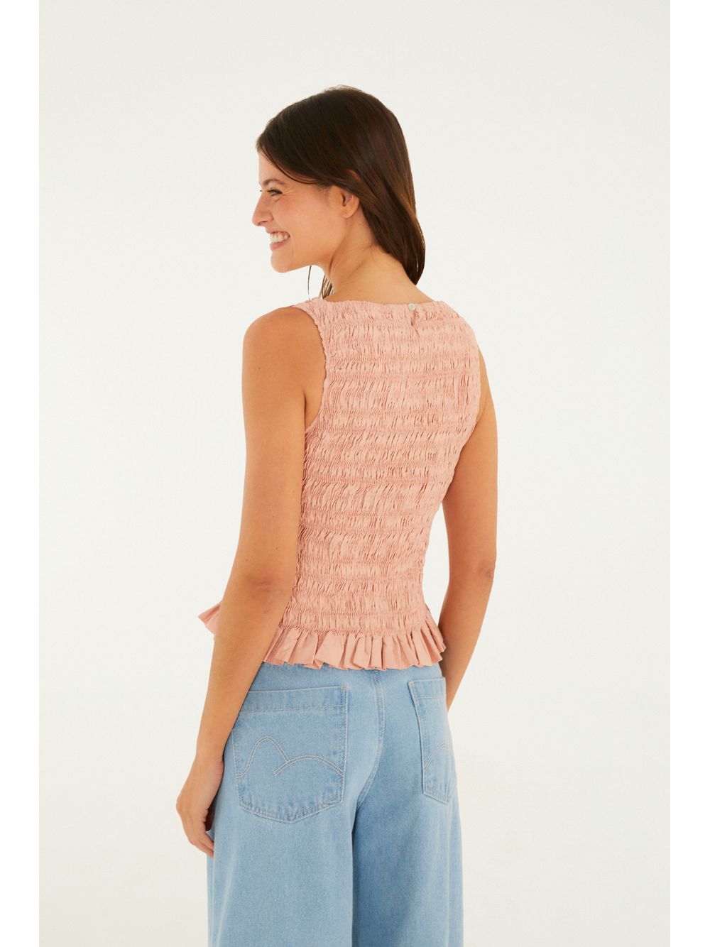 Farm — Blusa Lastex Estampada Rosa Gabi