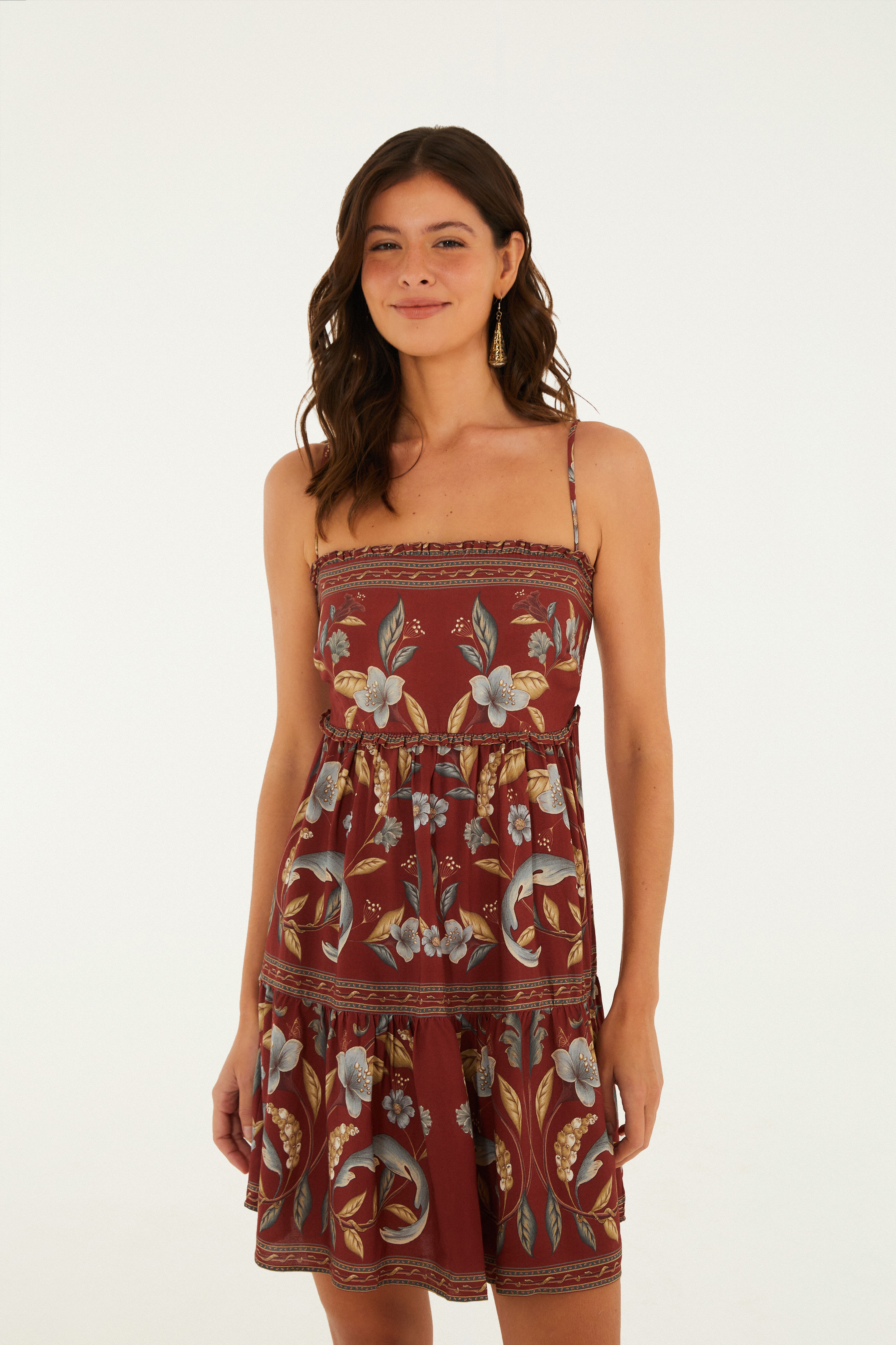 Vestido Curto Estampado Retrópico