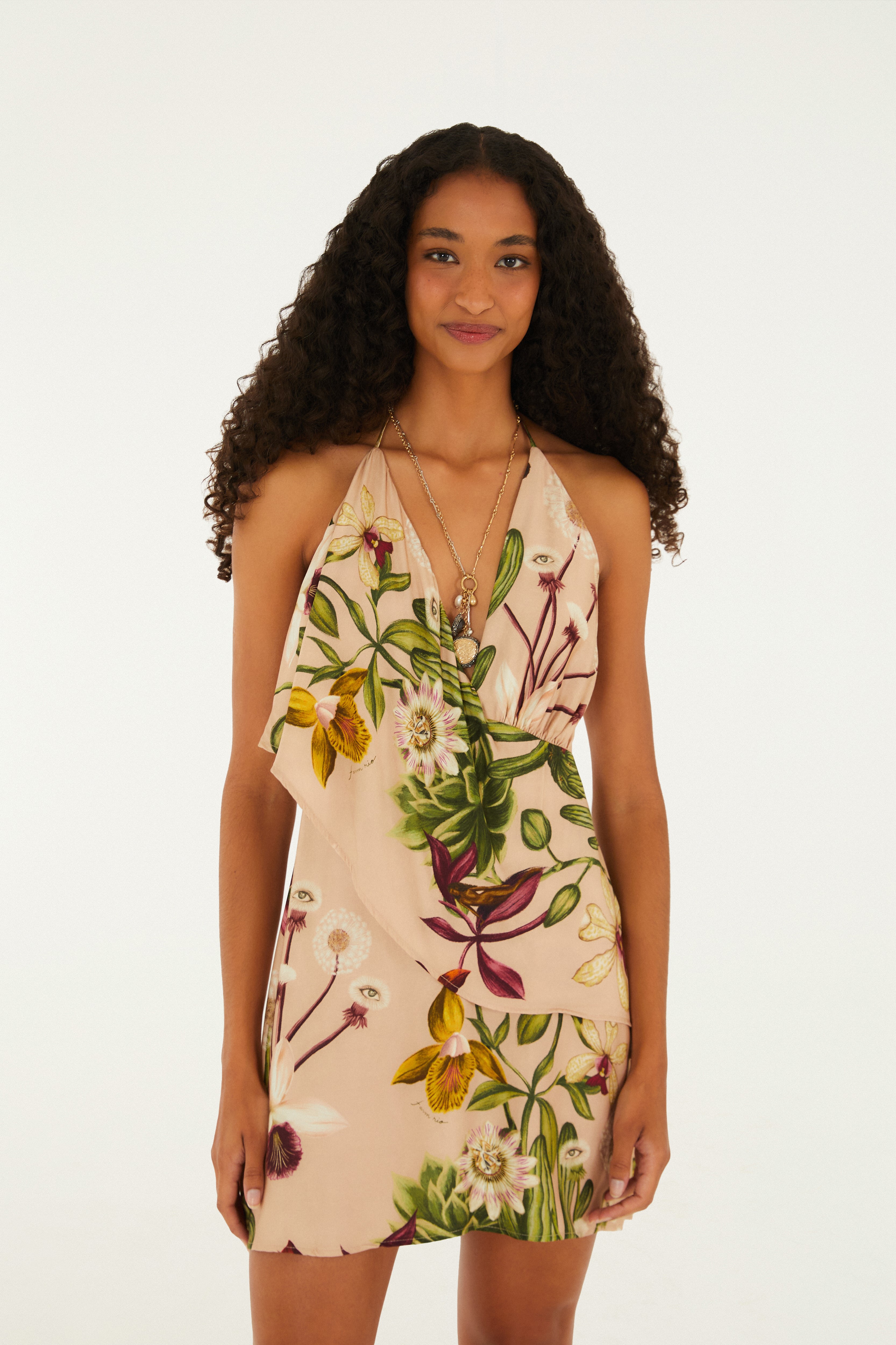 Vestido Curto Estampado Jardim Dos Sonhos