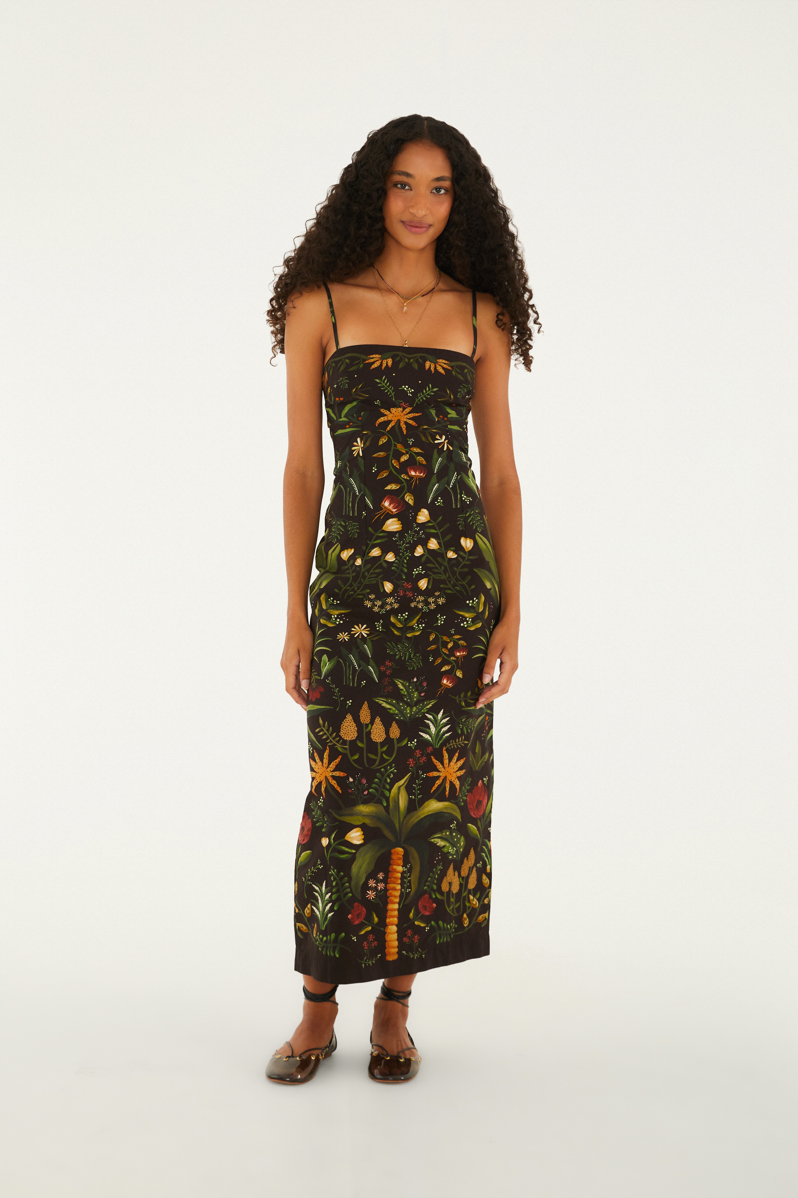 Vestido Alcinhas Estampado Inverno Tropical