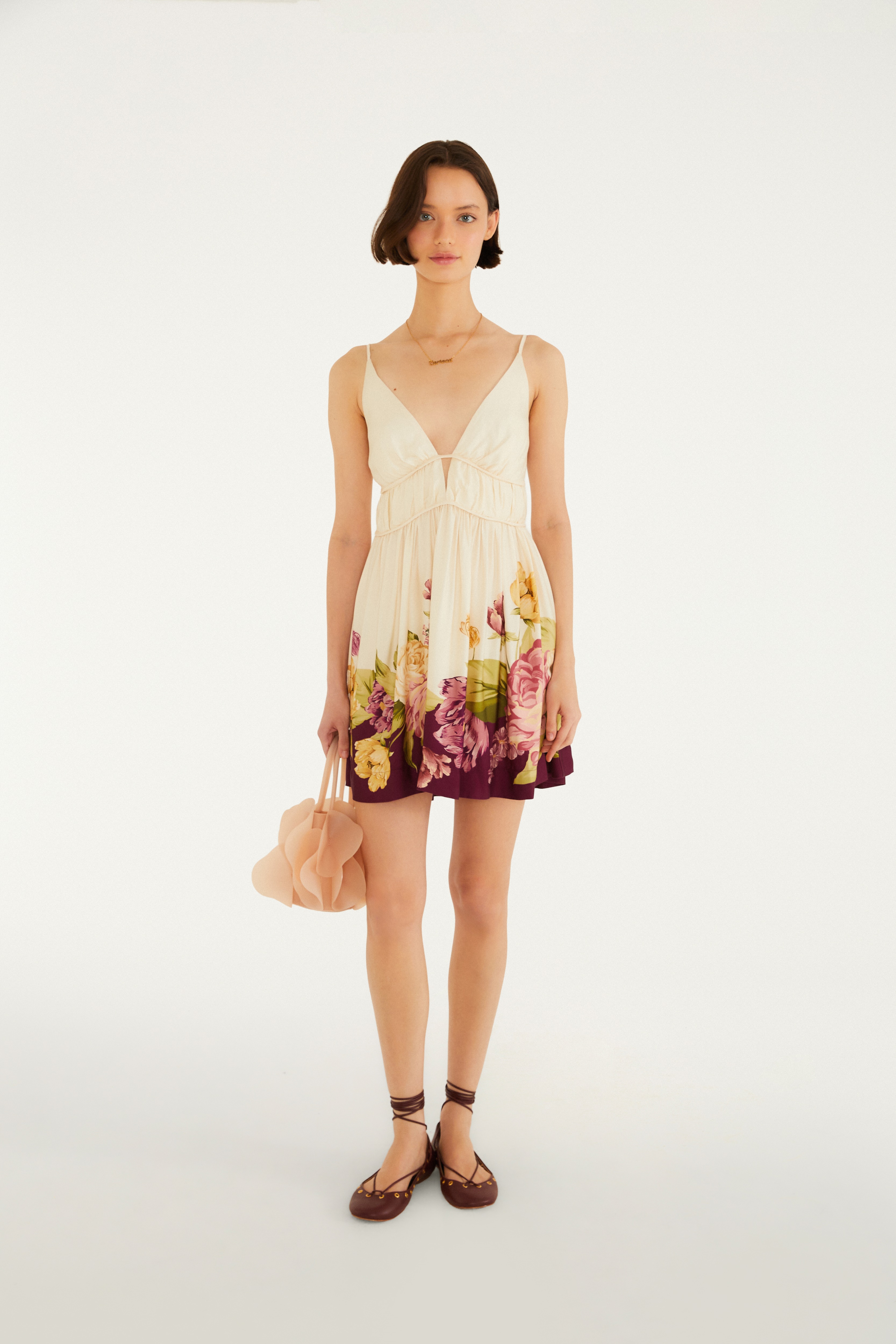 Vestido Curto Estampado Versalles