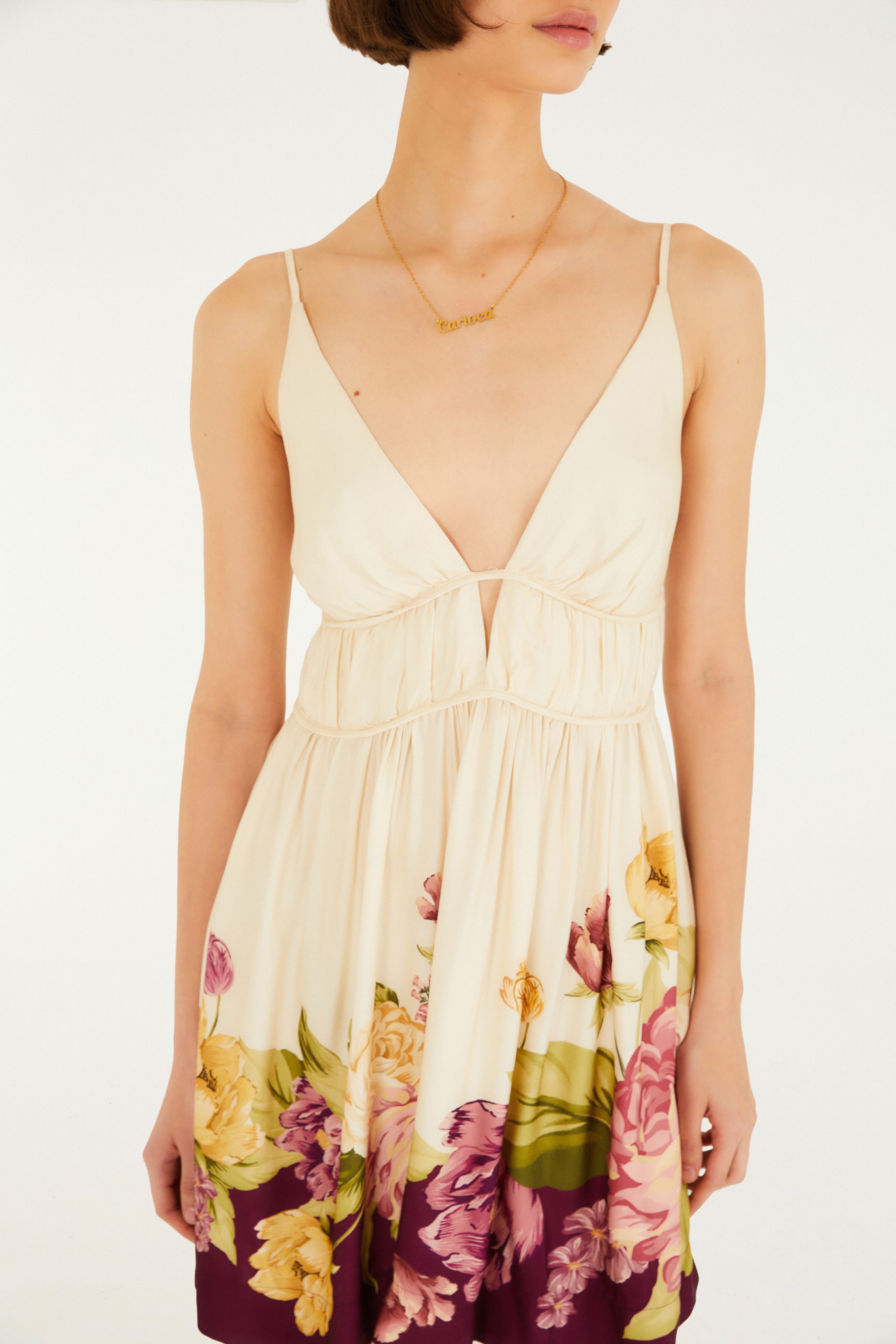 Vestido Curto Estampado Versalles