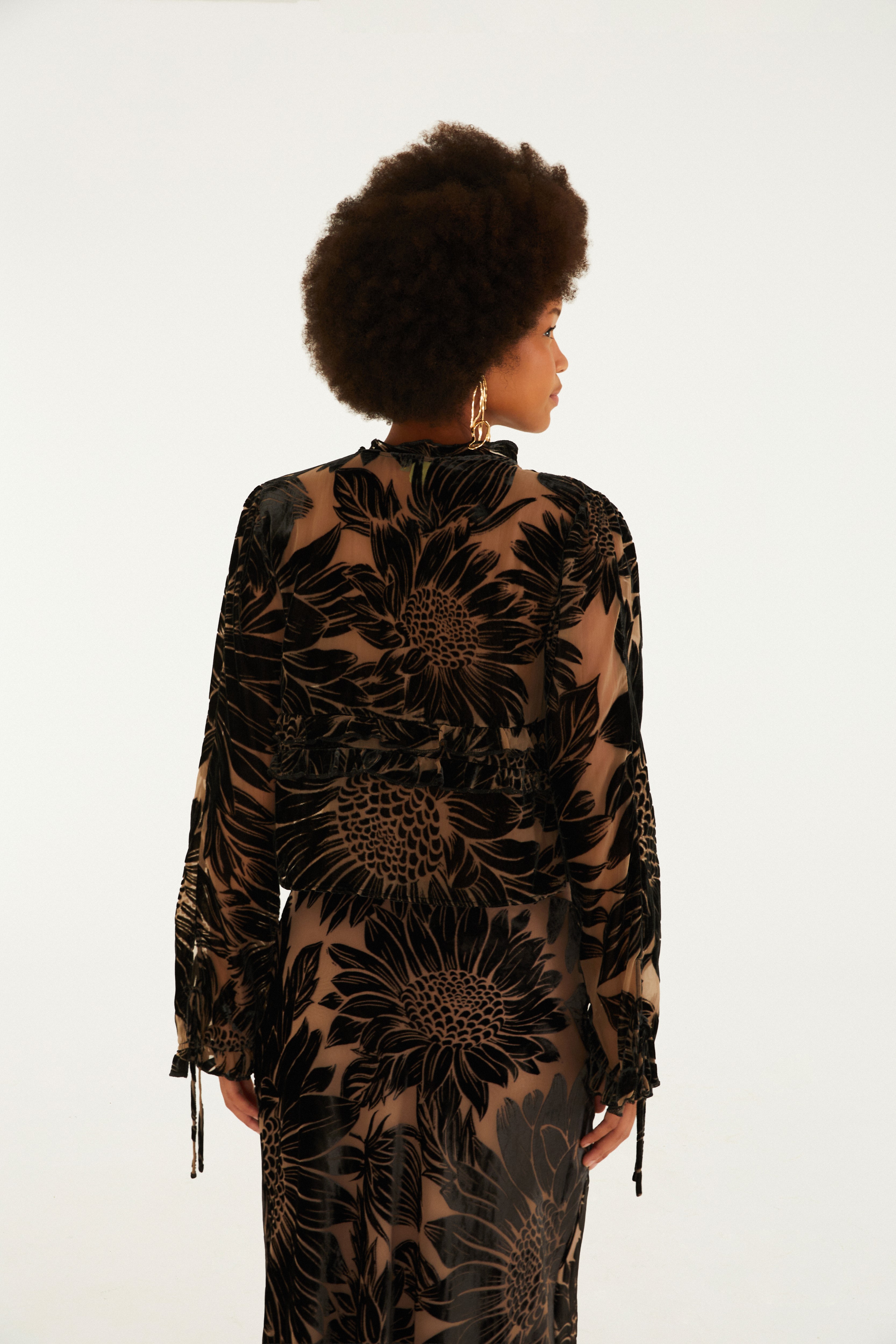 Blusa Mangas Devore Lia Flor
