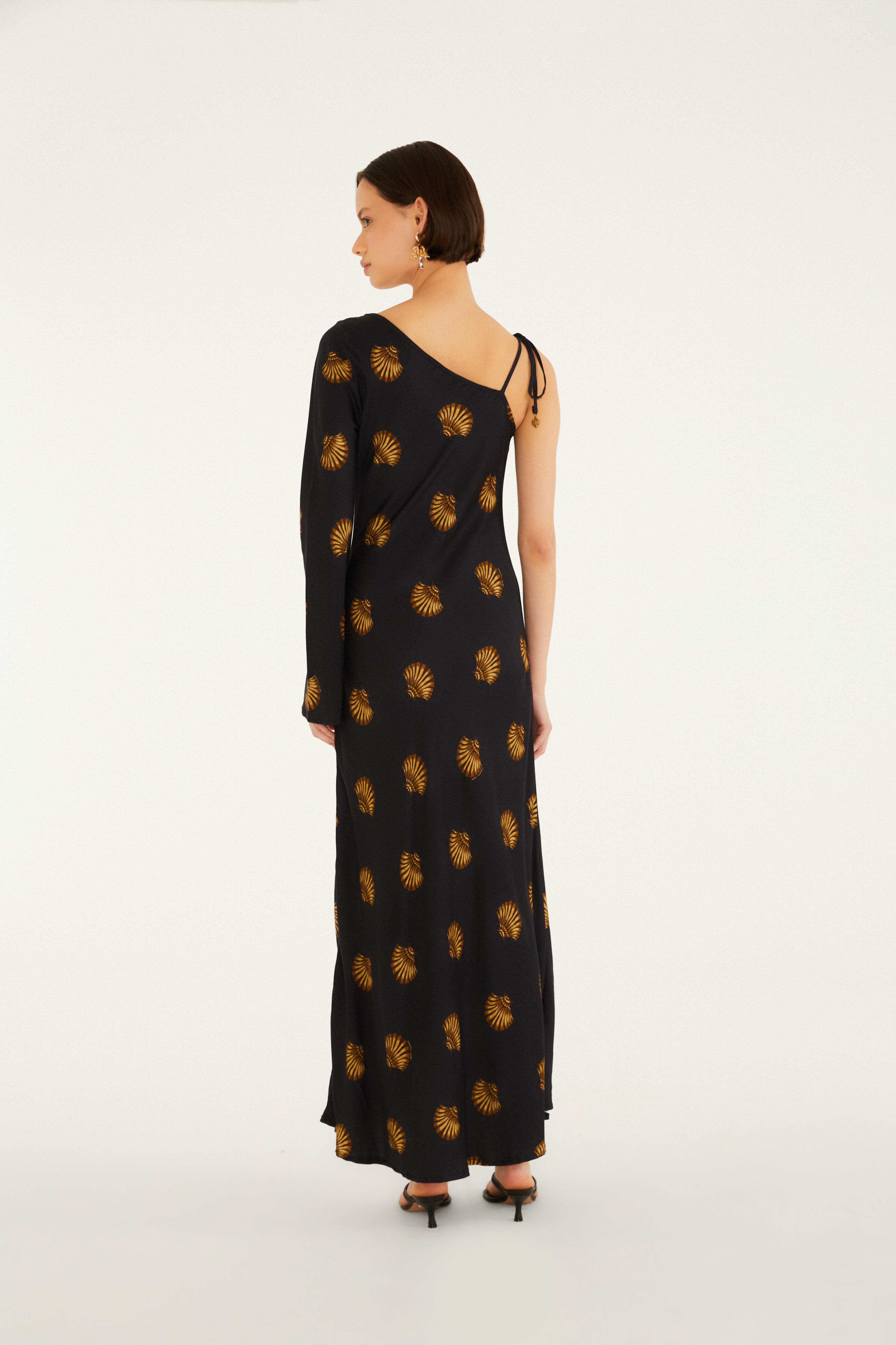 Vestido Longo Manga Estampado Conchita