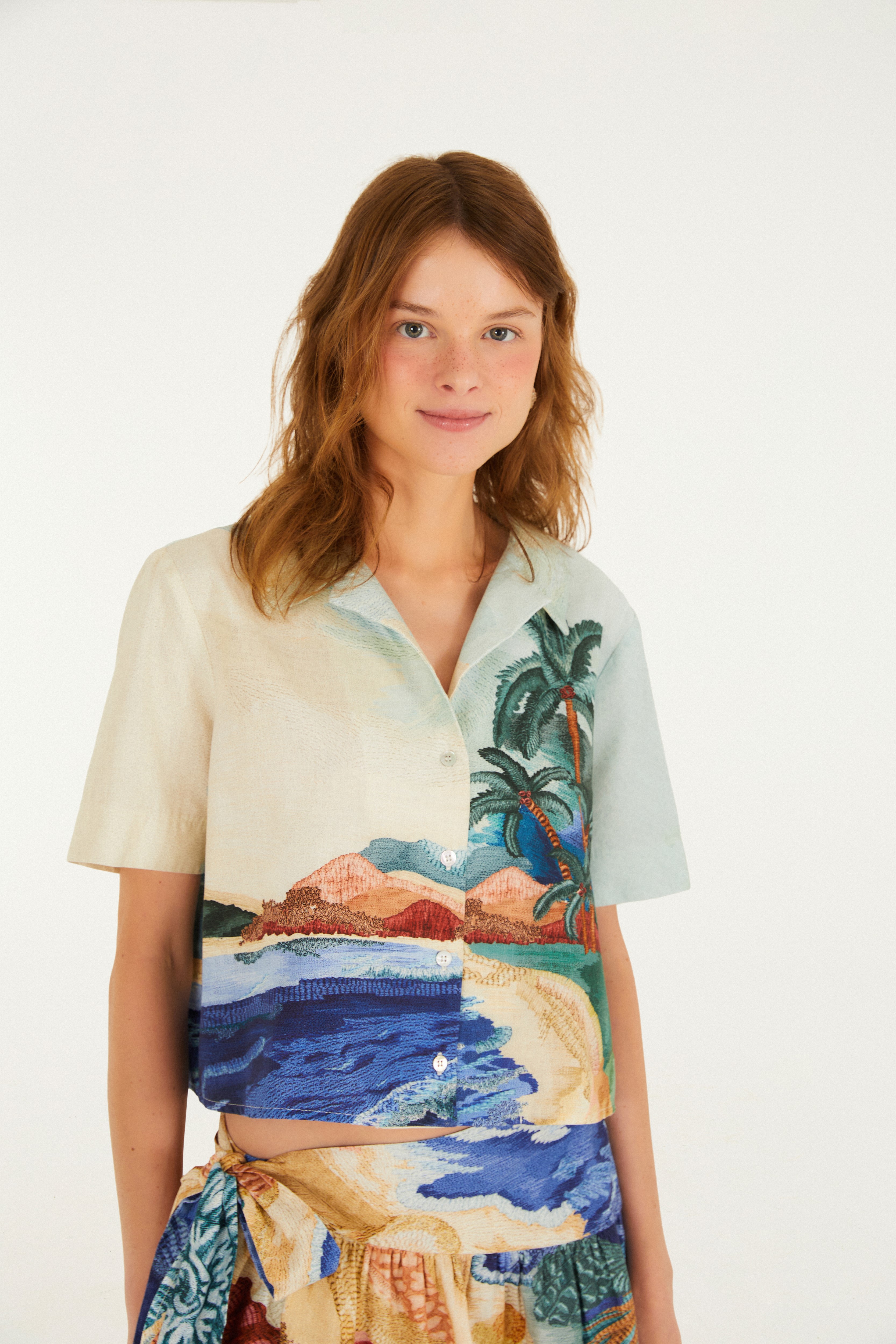 Camisa Estampada Borda Praia