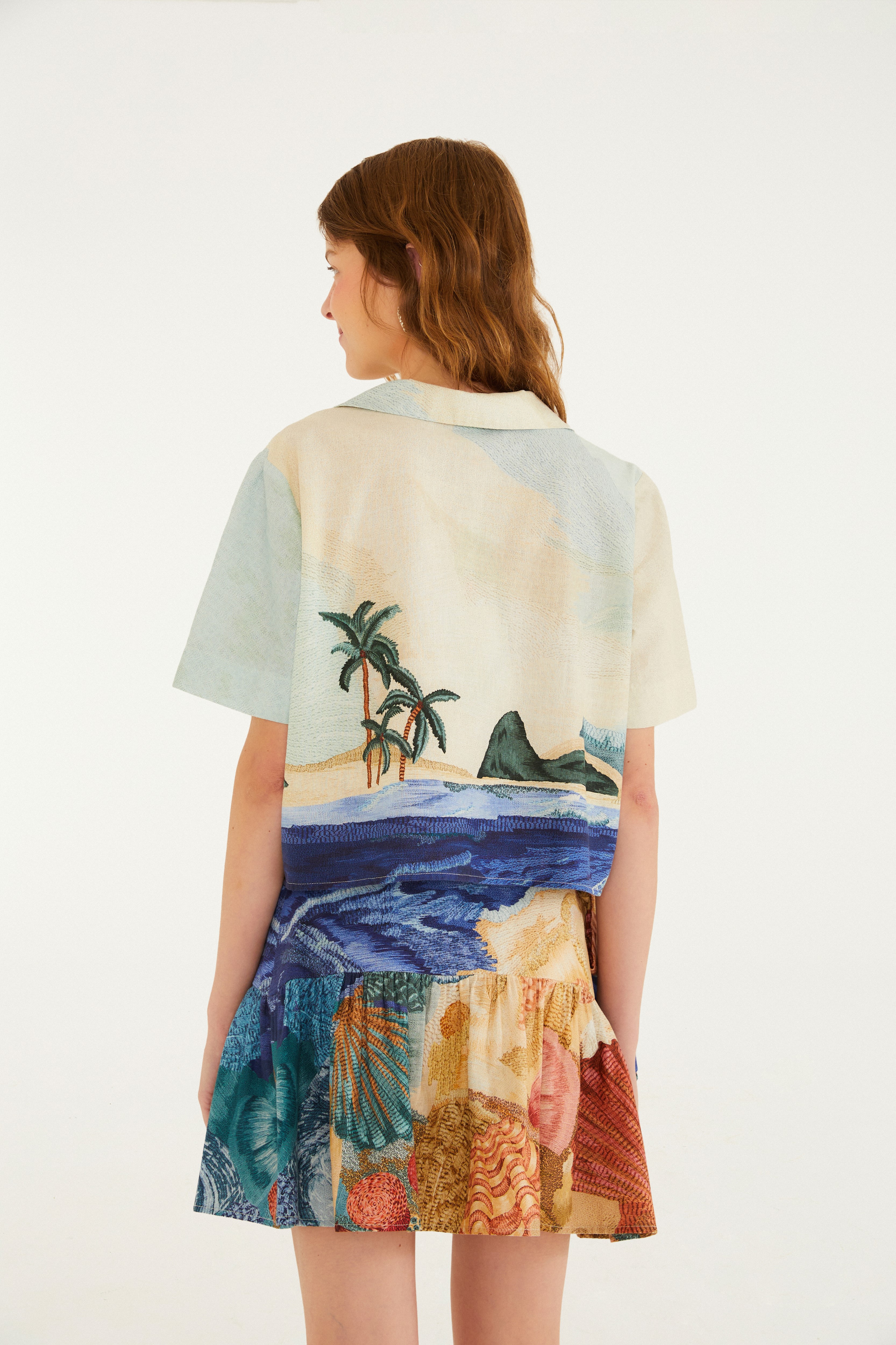 Camisa Estampada Borda Praia