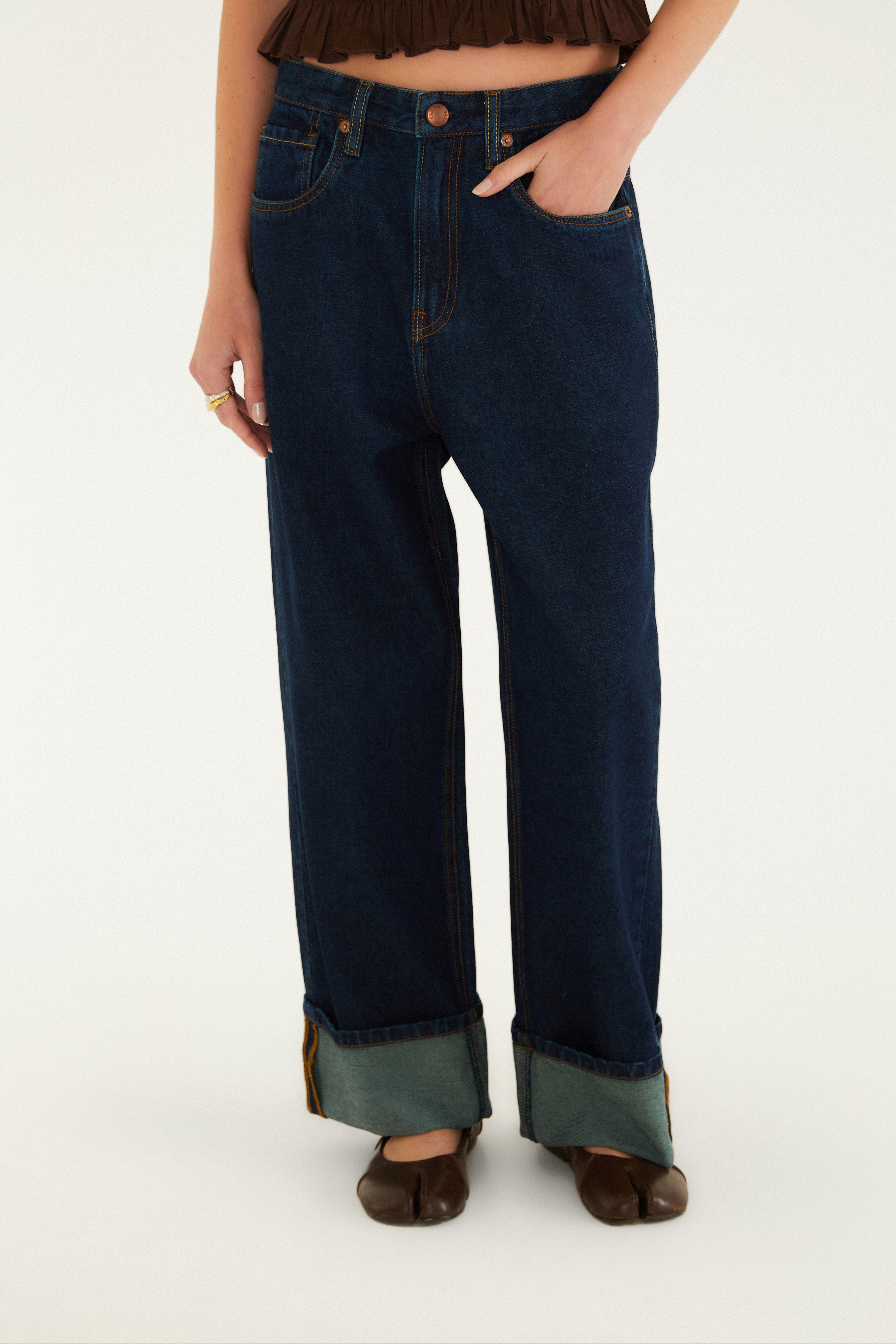 Calça Jeans Bainha Virada
