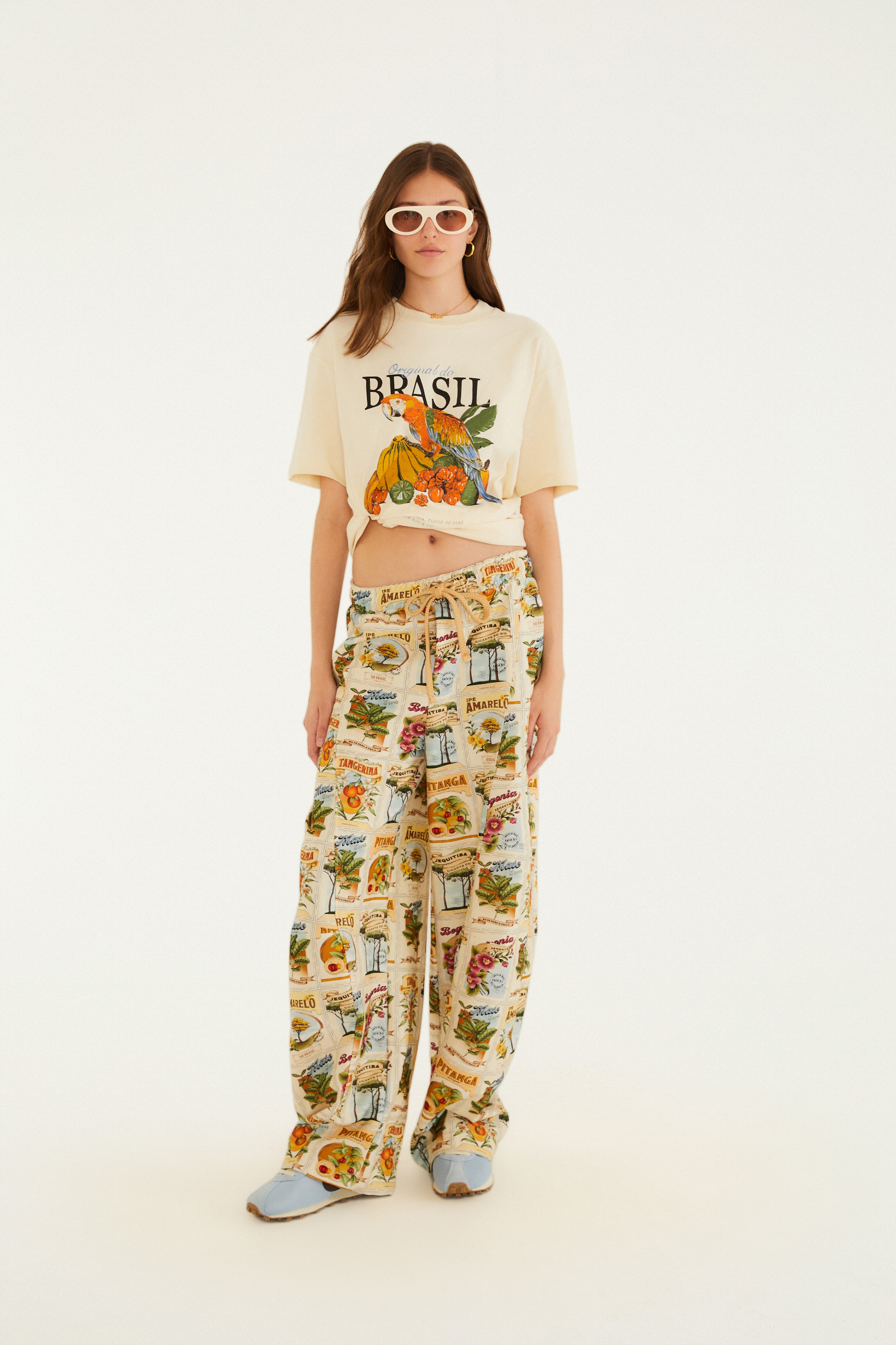 Calça Moletom Estampada Selos Do Brasil