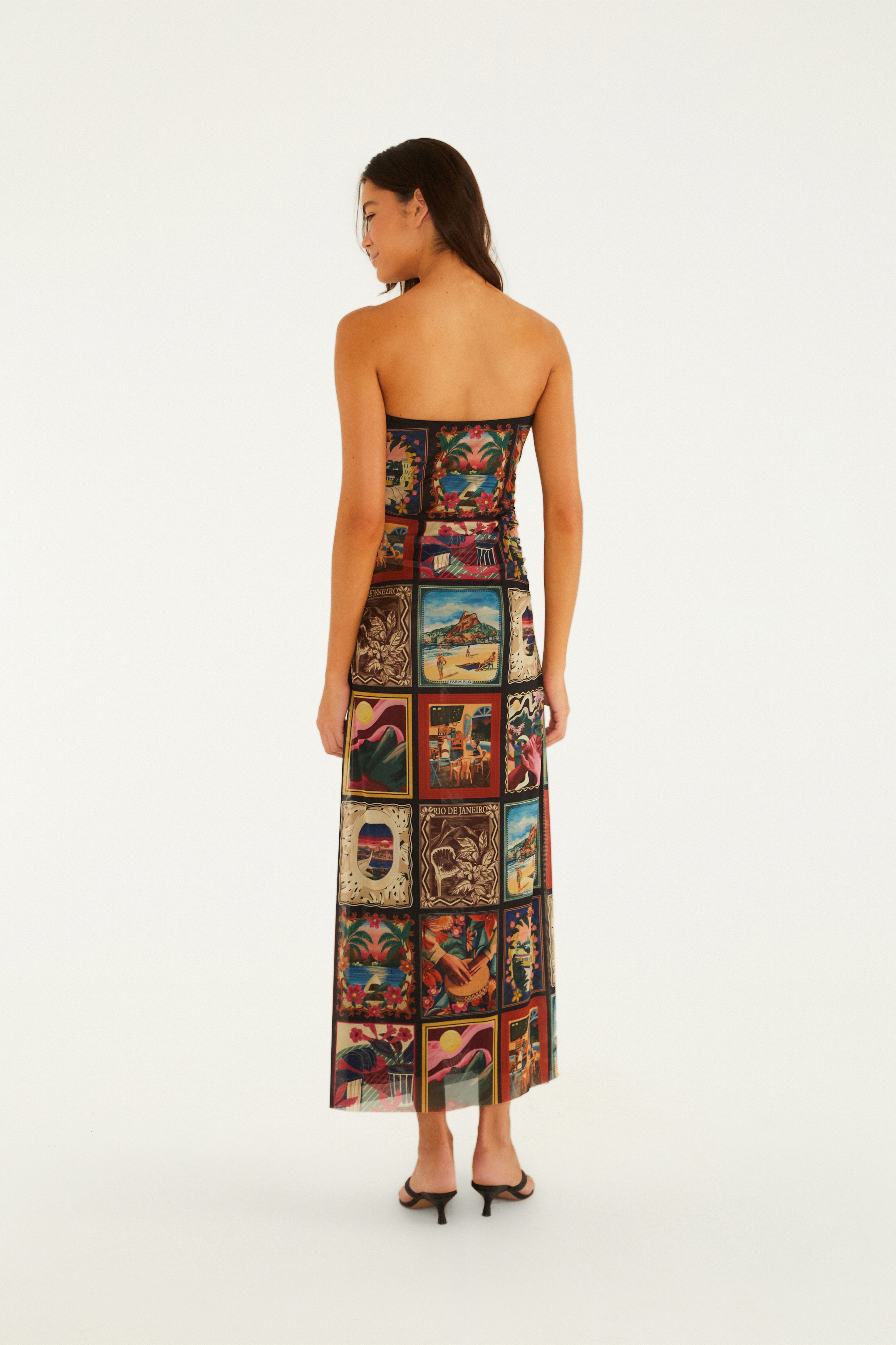 Vestido Tule Estampado Lenços Cariocas