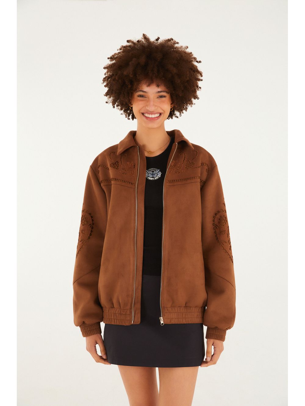 Farm — Jaqueta Suede Richelieu
