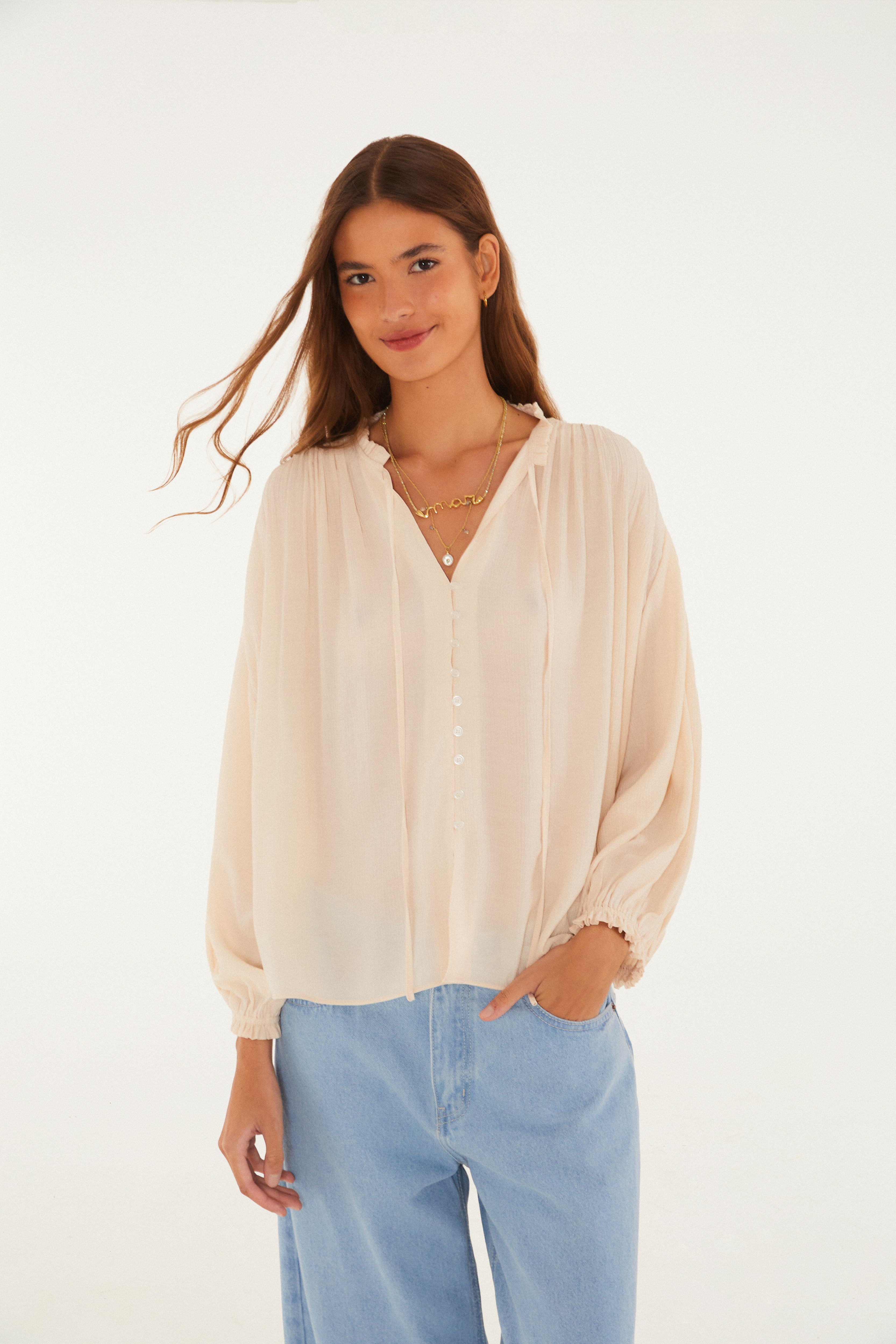 Blusa Manga Longa Botões
