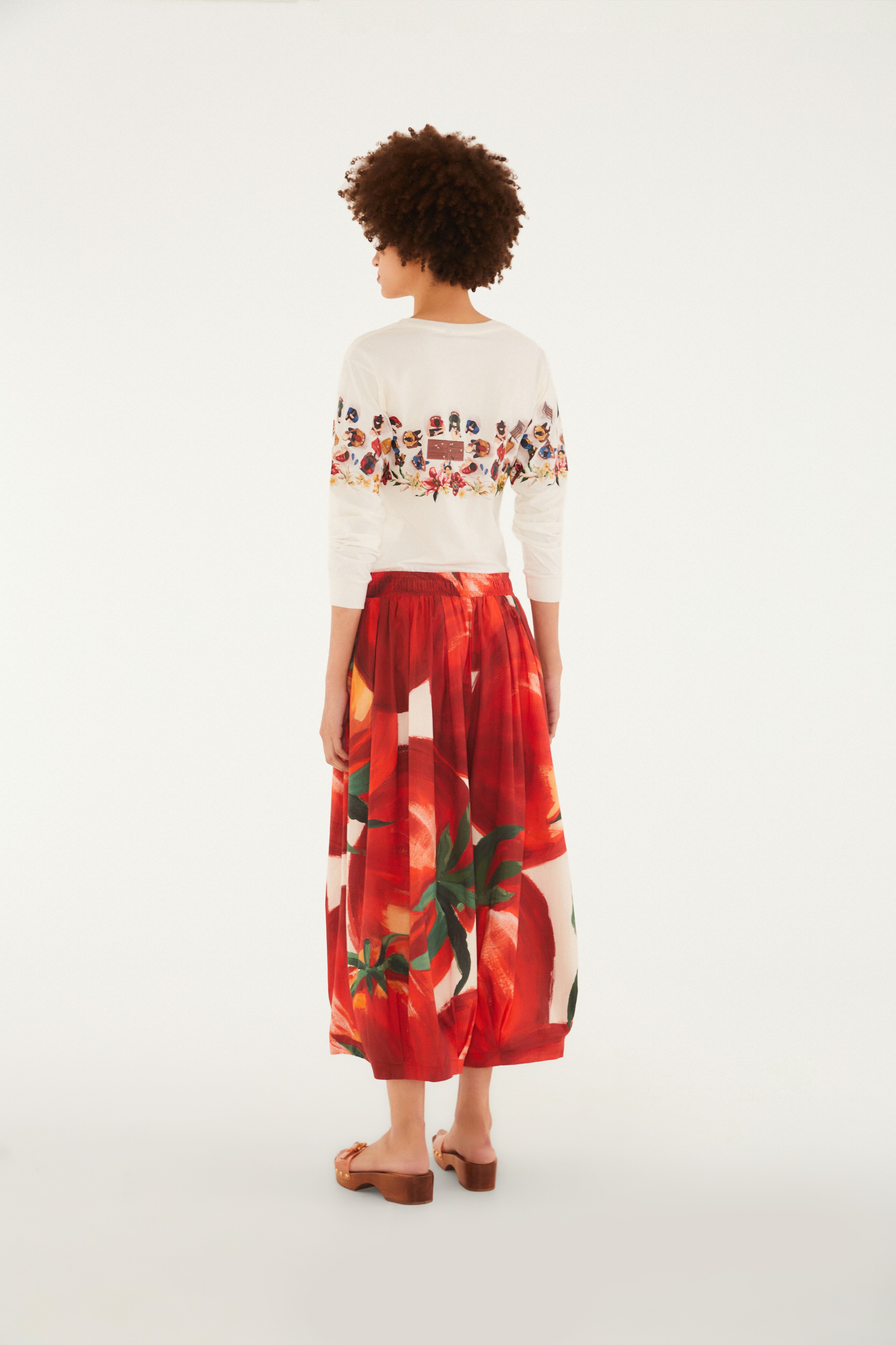 Calça Estampada Maxi Tomates