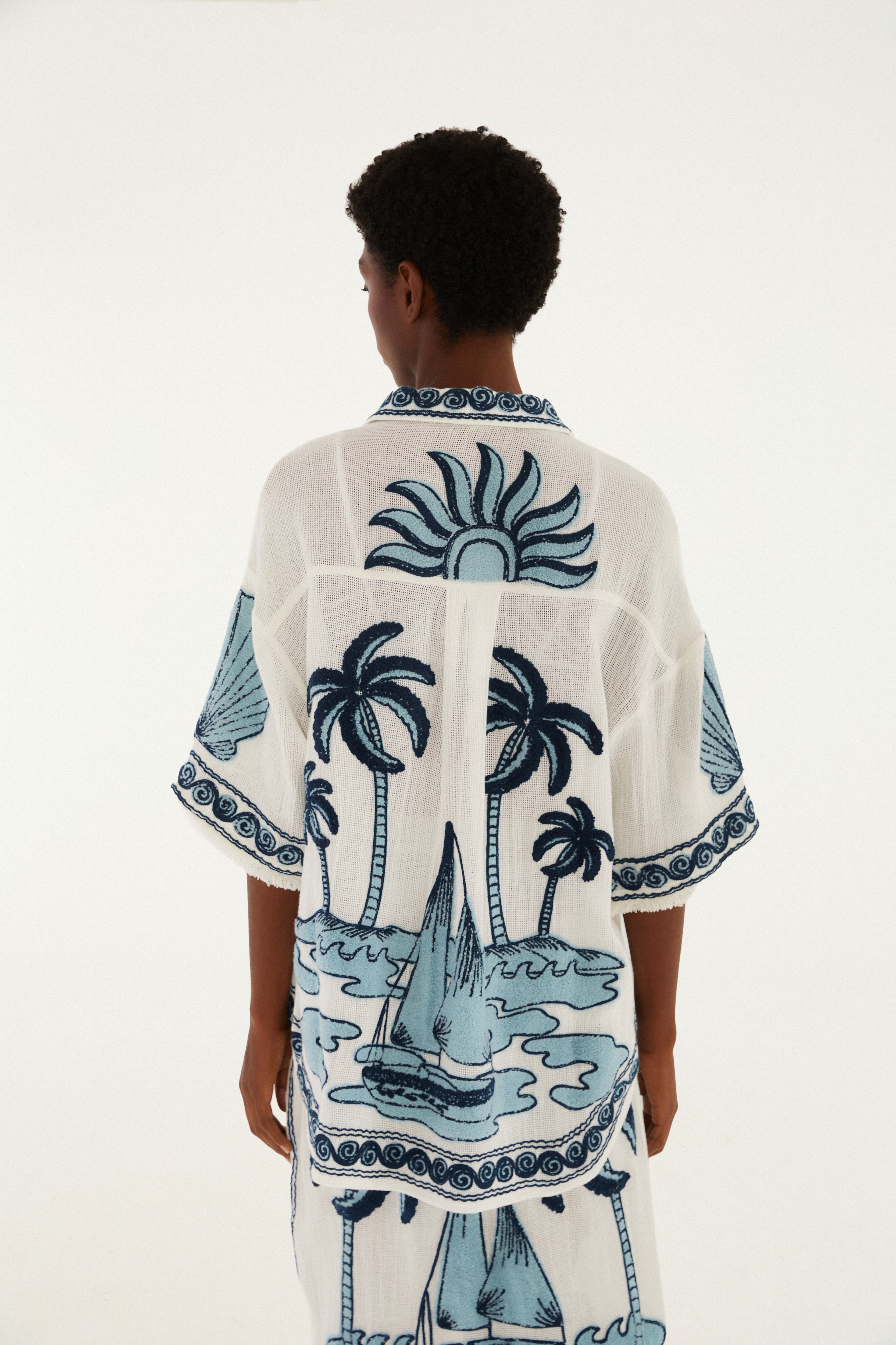 Camisa Artesanal Paisagem Tropical