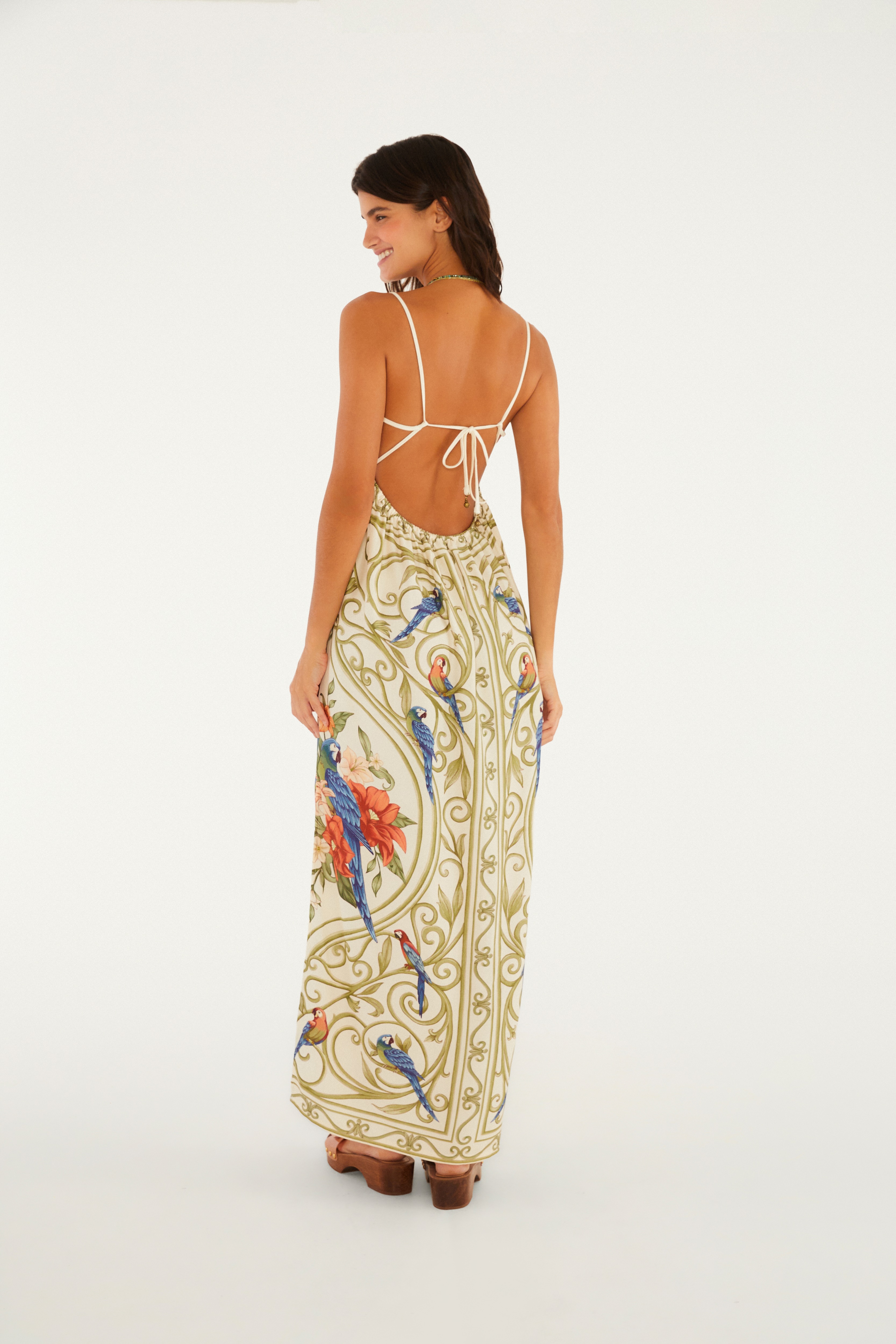 Vestido Cropped Estampado Arabesco Tropical