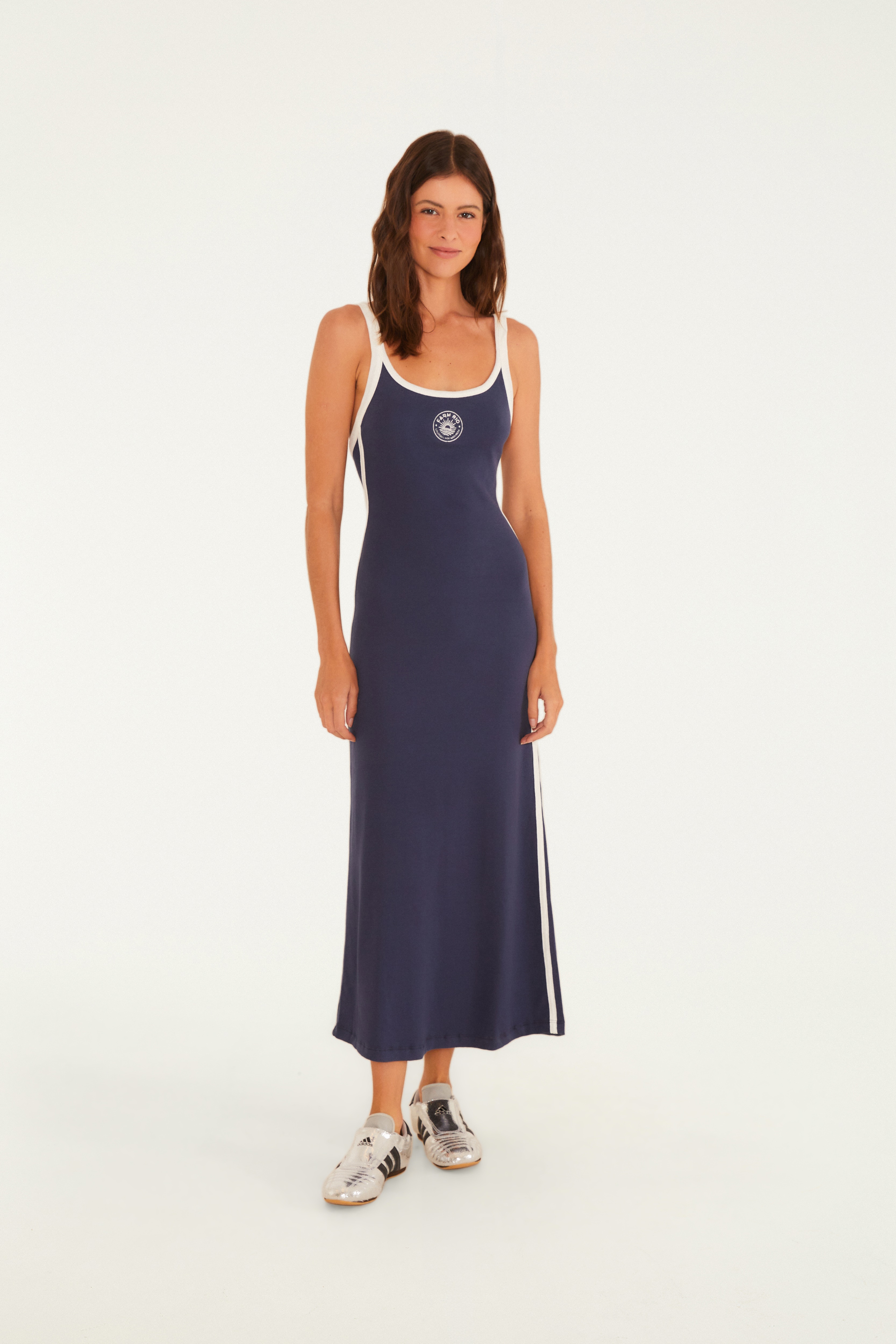 Vestido Cropped Alça Bicolor