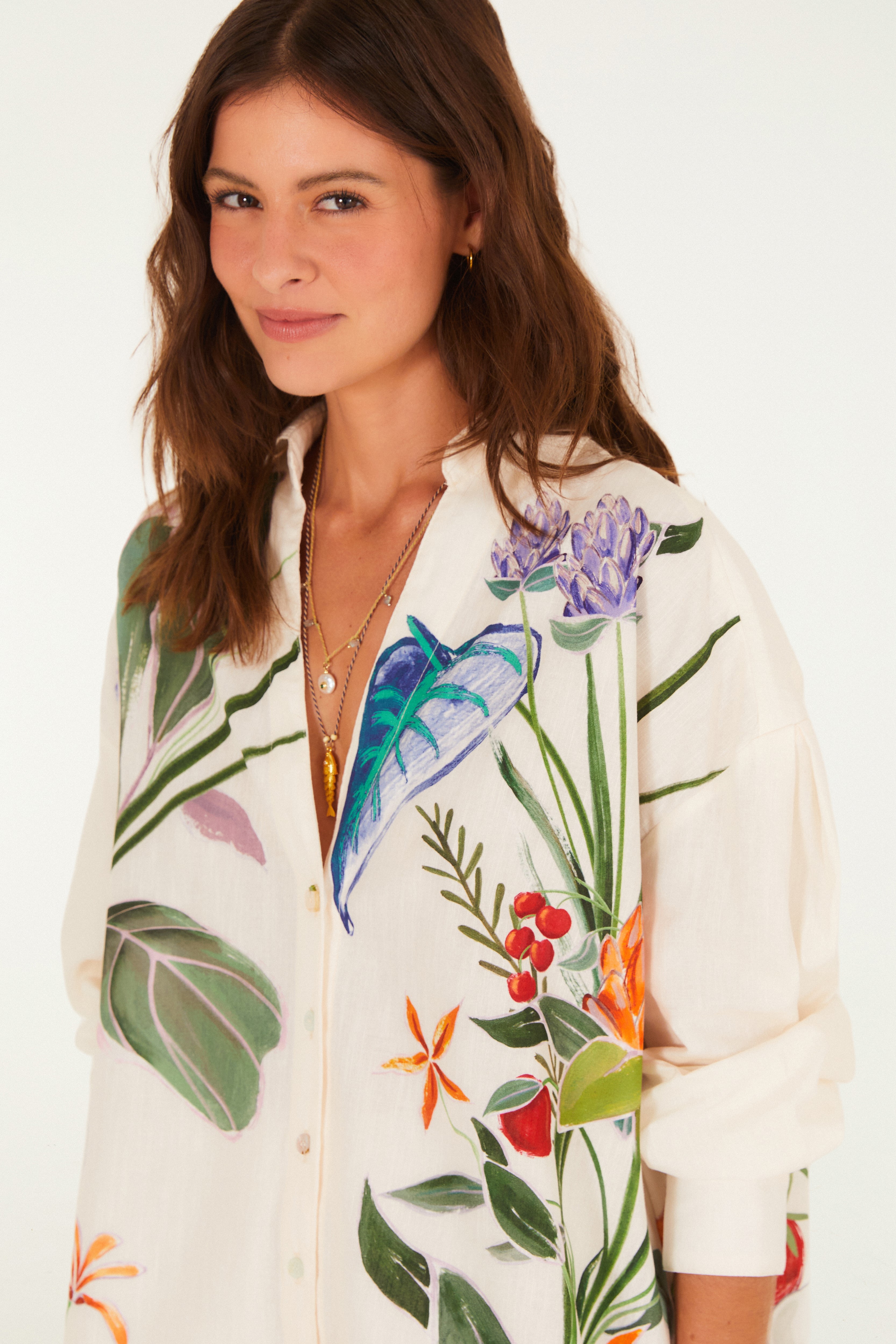 Camisa Estampada Horta Tropical